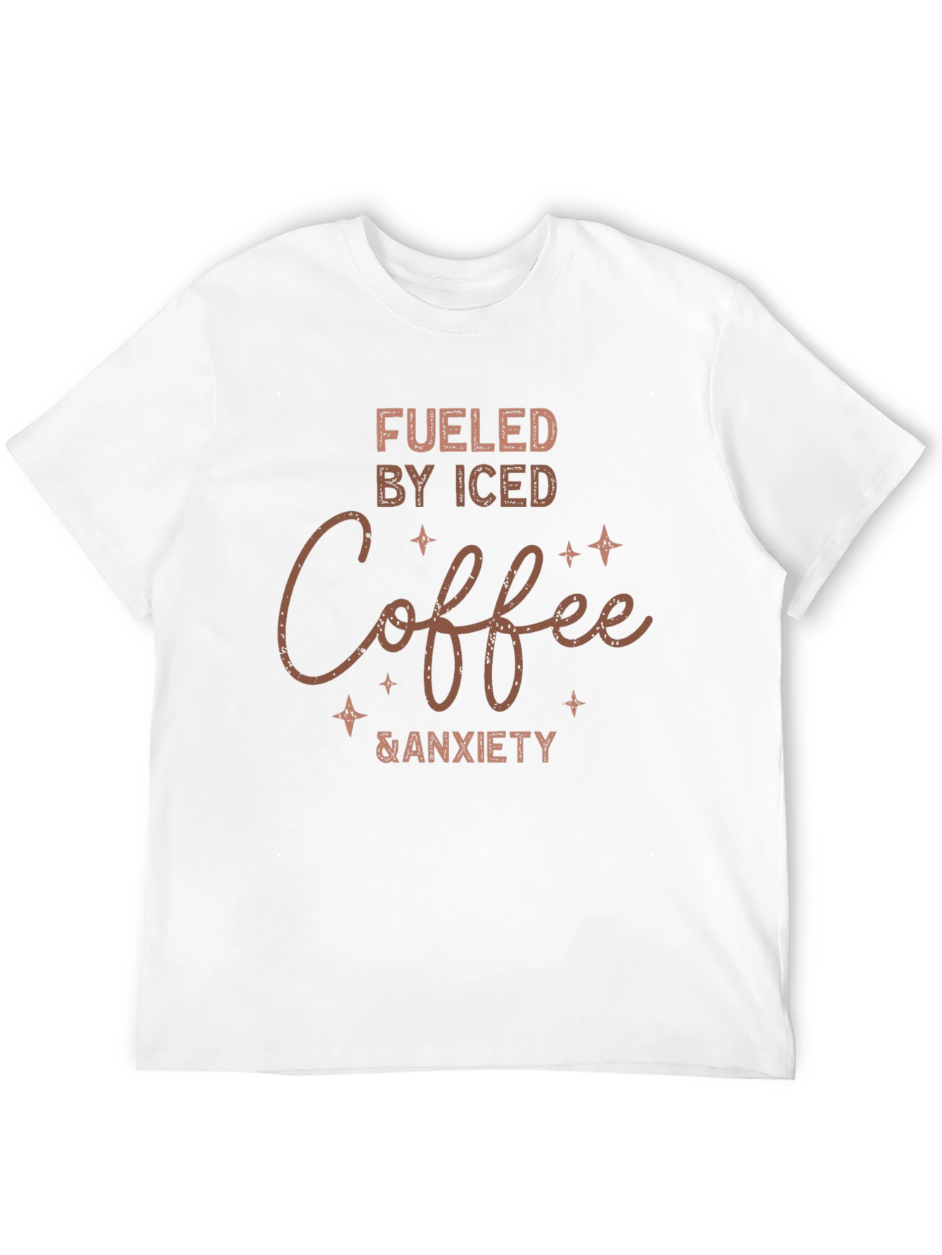 Black Fueled By Iced Coffee & Anxiety T-Shirt view 12
