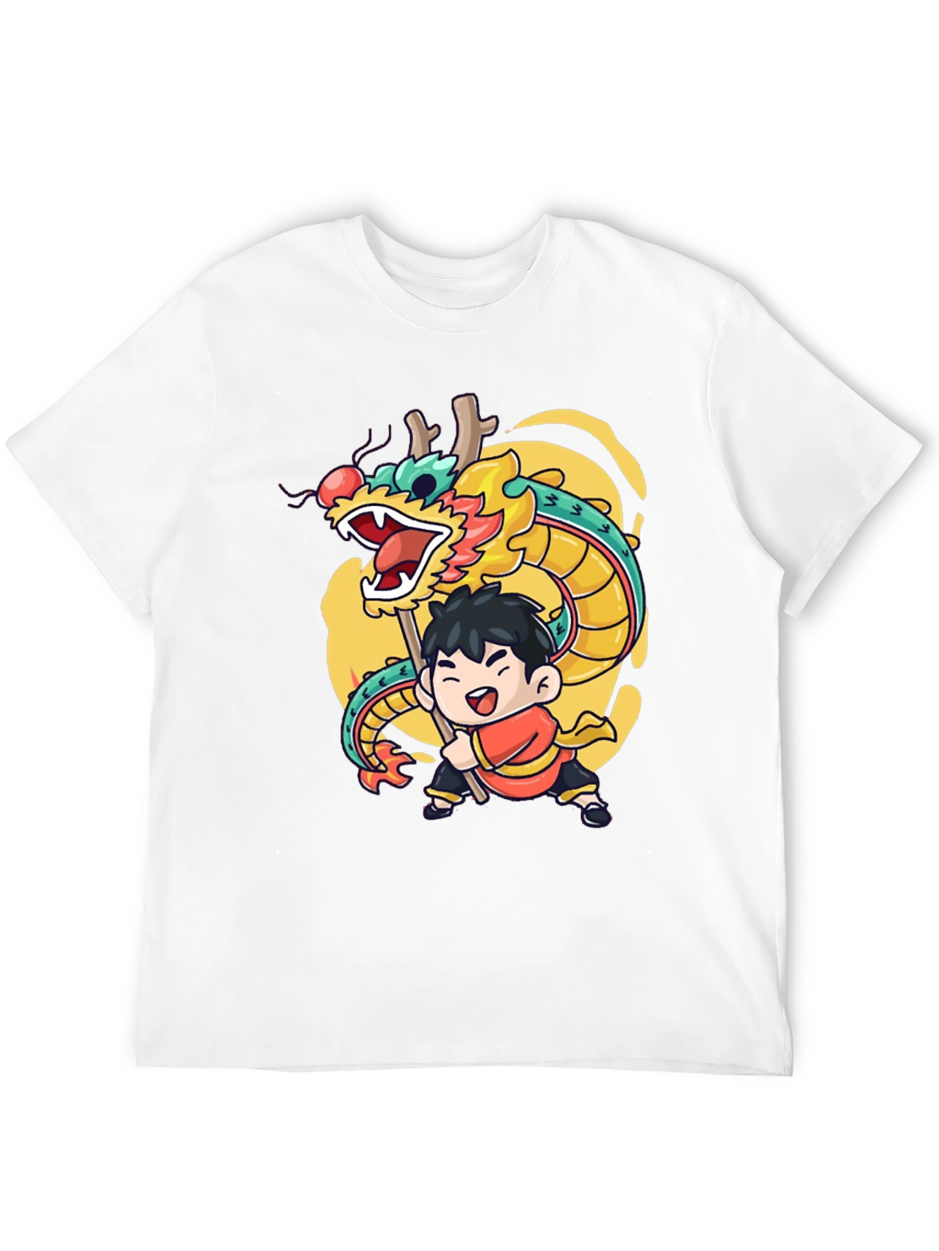 Black Dragon Dance Graphic Tee - Black Cotton Blend view 12