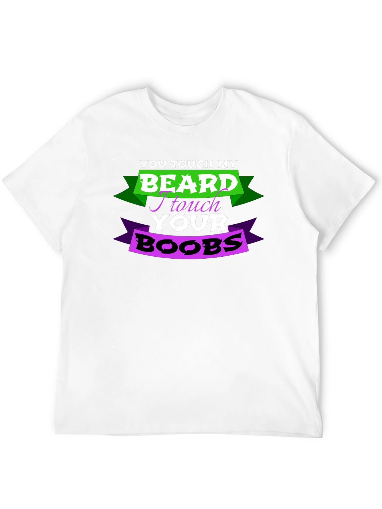 Black Funny "Touch My Beard" Graphic T-Shirt view 12