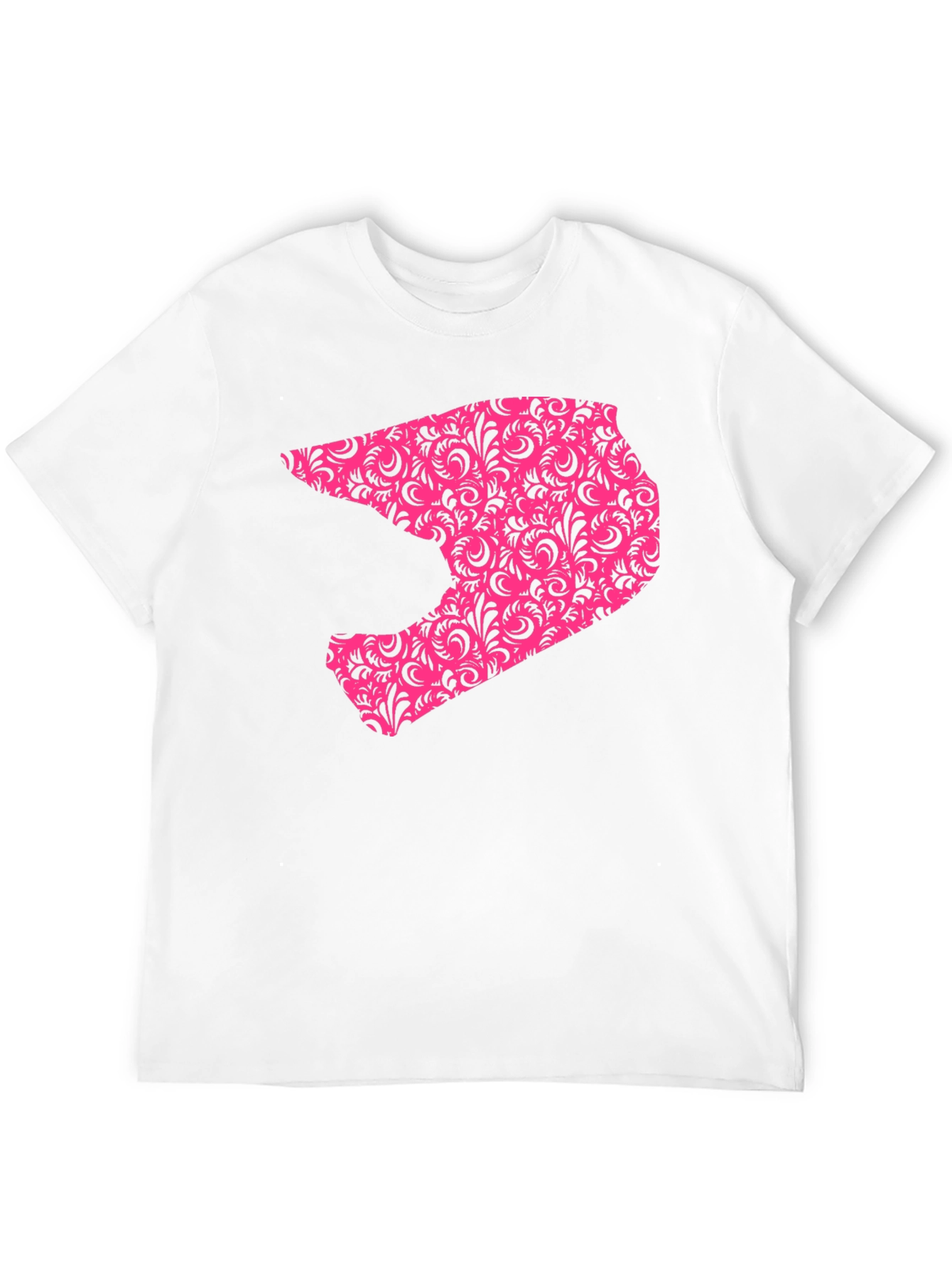 Black Men's Black T-shirt with Pink Helmet Design view 12