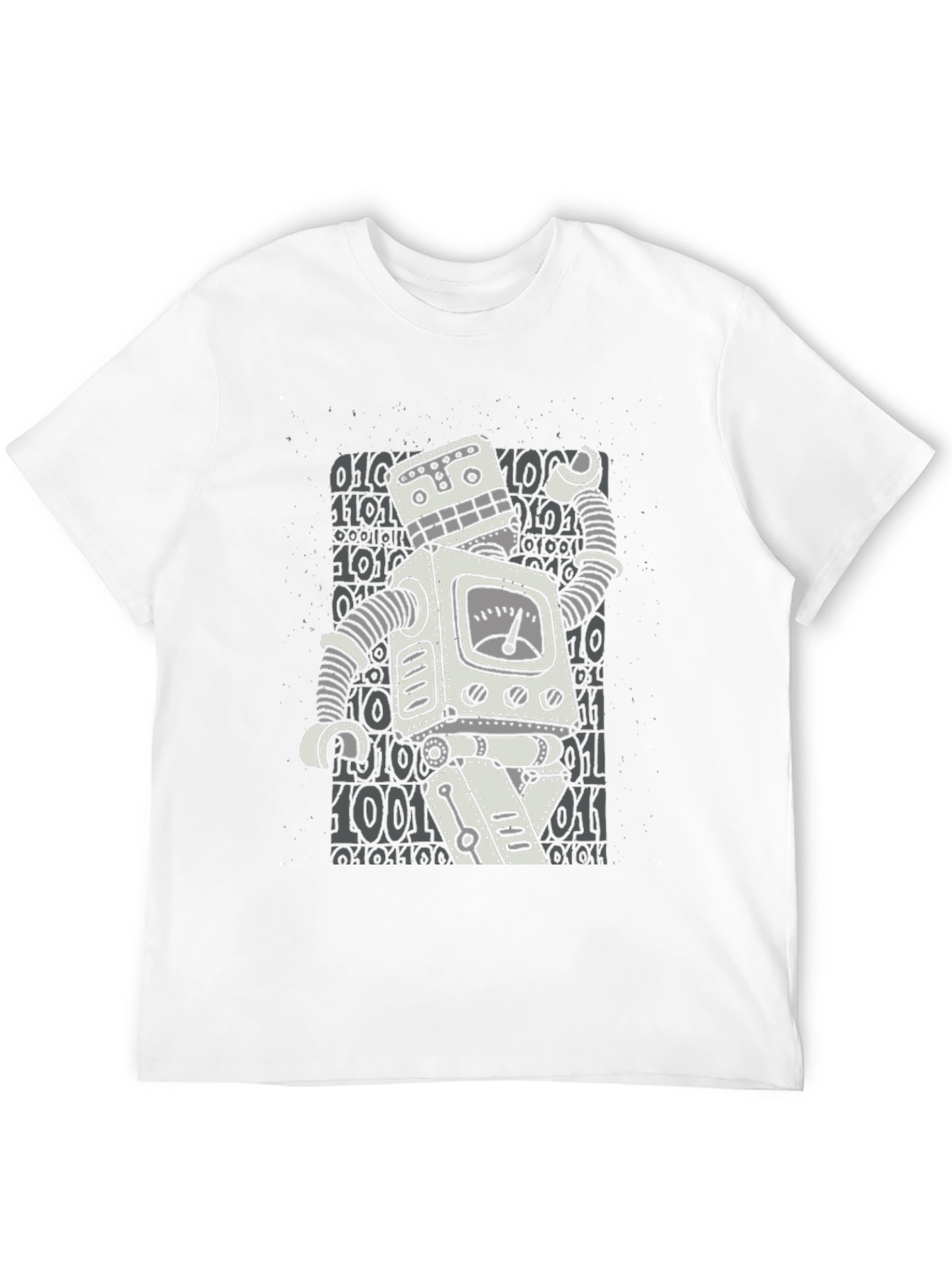 Black Retro Robot Graphic T-Shirt - Black Cotton Blend view 12