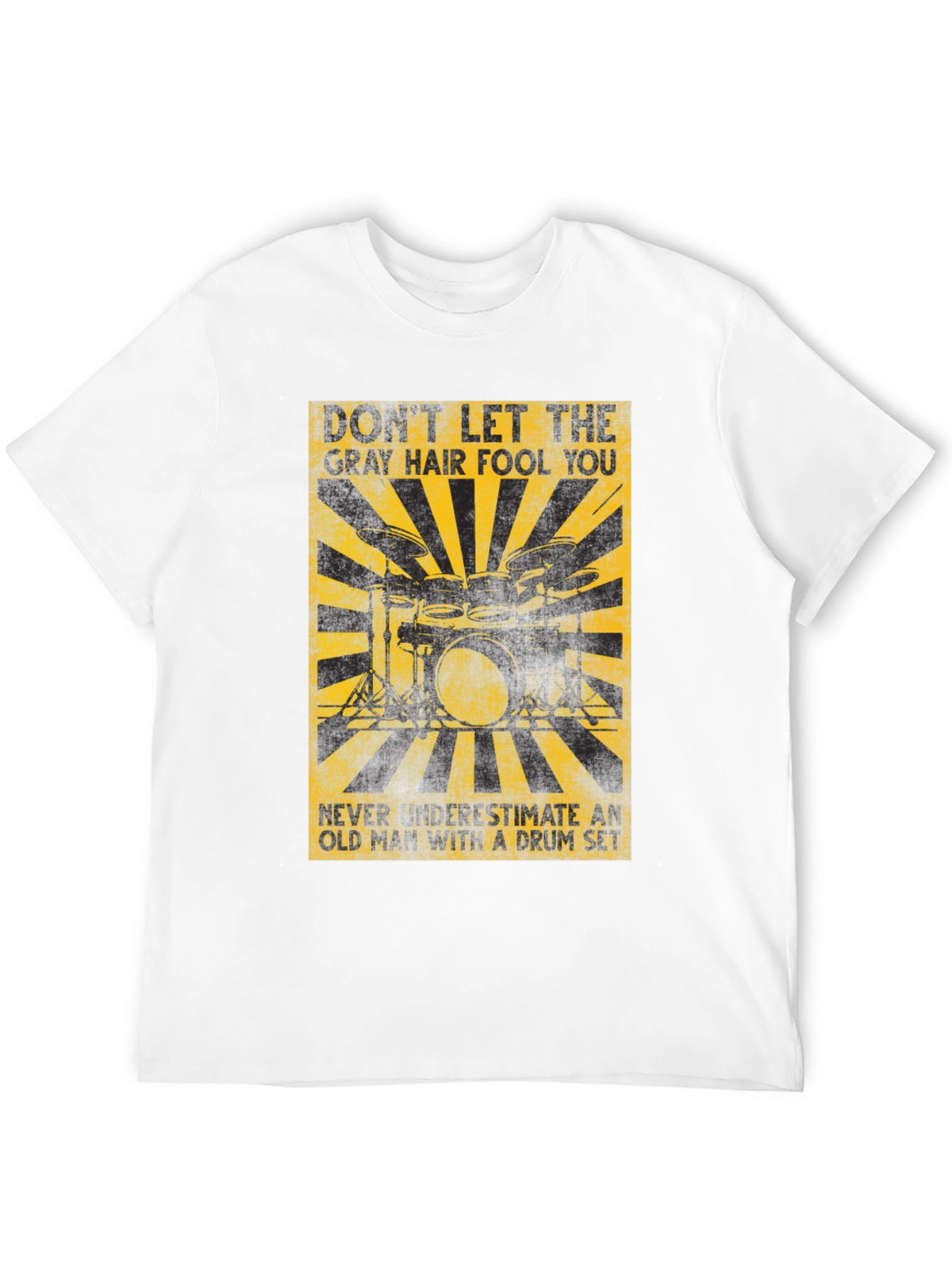 Black Gray Hair Fool You Drummer T-Shirt view 12