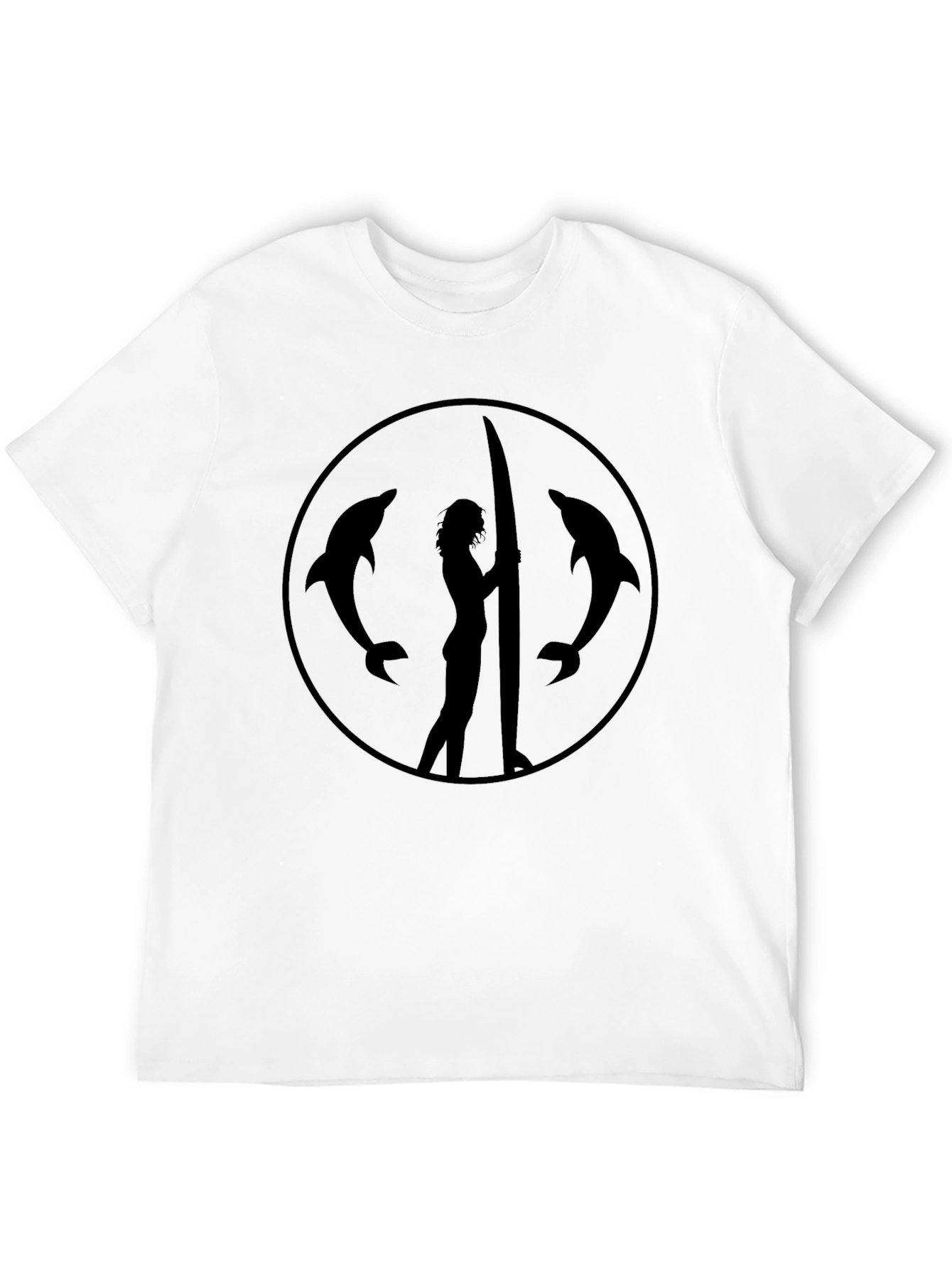Black Dolphin Surf Girl Tee - Black Graphic T-Shirt view 12