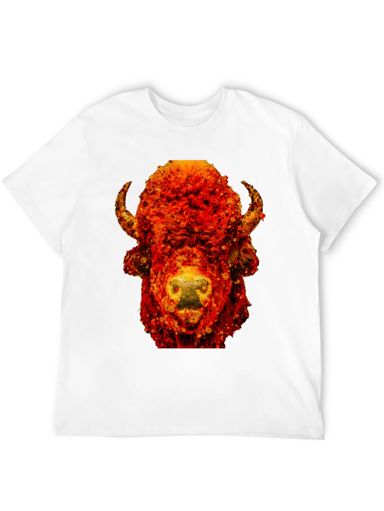 Black Fiery Bison Graphic Tee - Cool Animal Print T-Shirt view 12