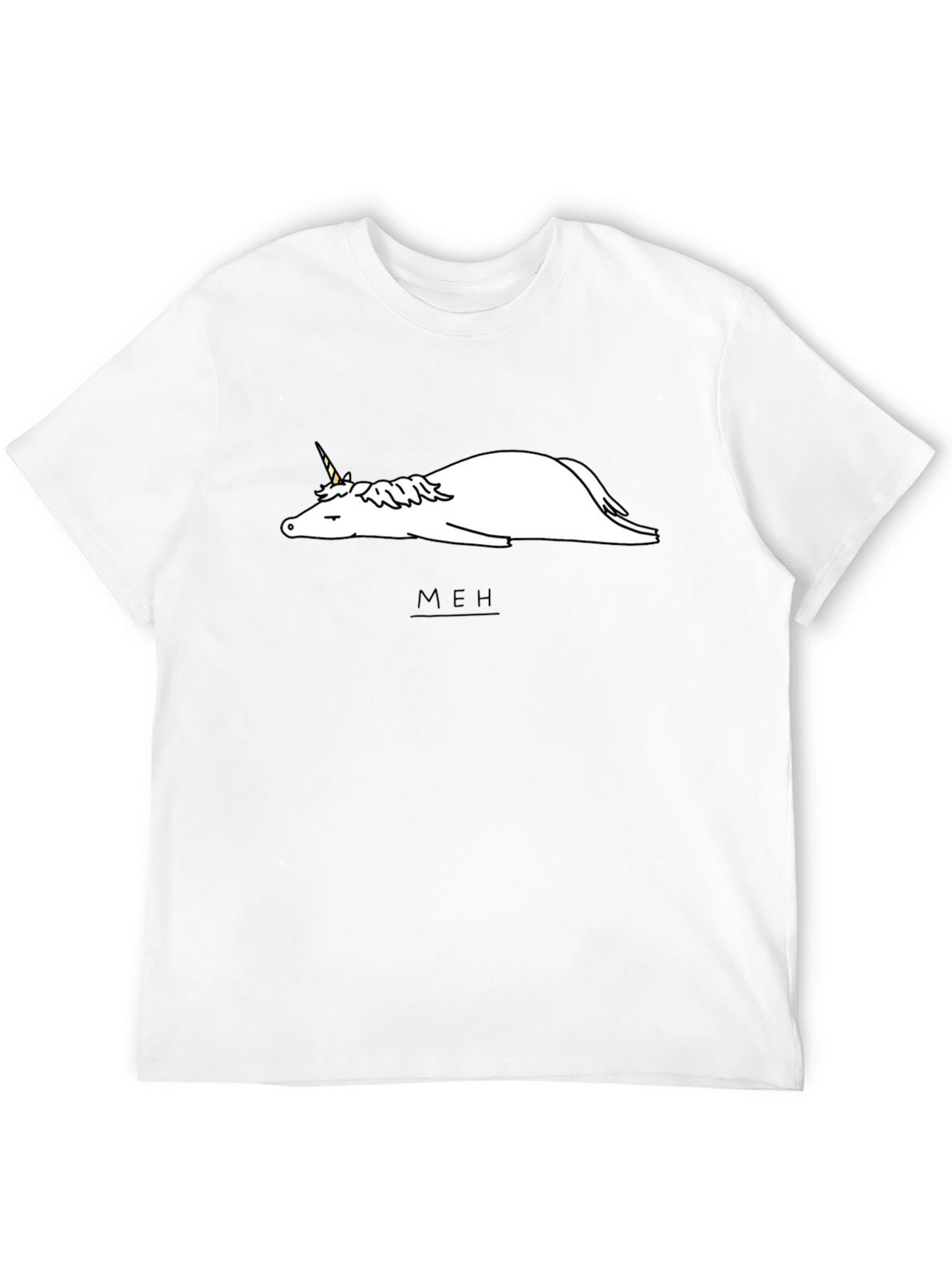 Black Unicorn 'Meh' Graphic Tee - Relaxed Fit, Black Cotton view 12