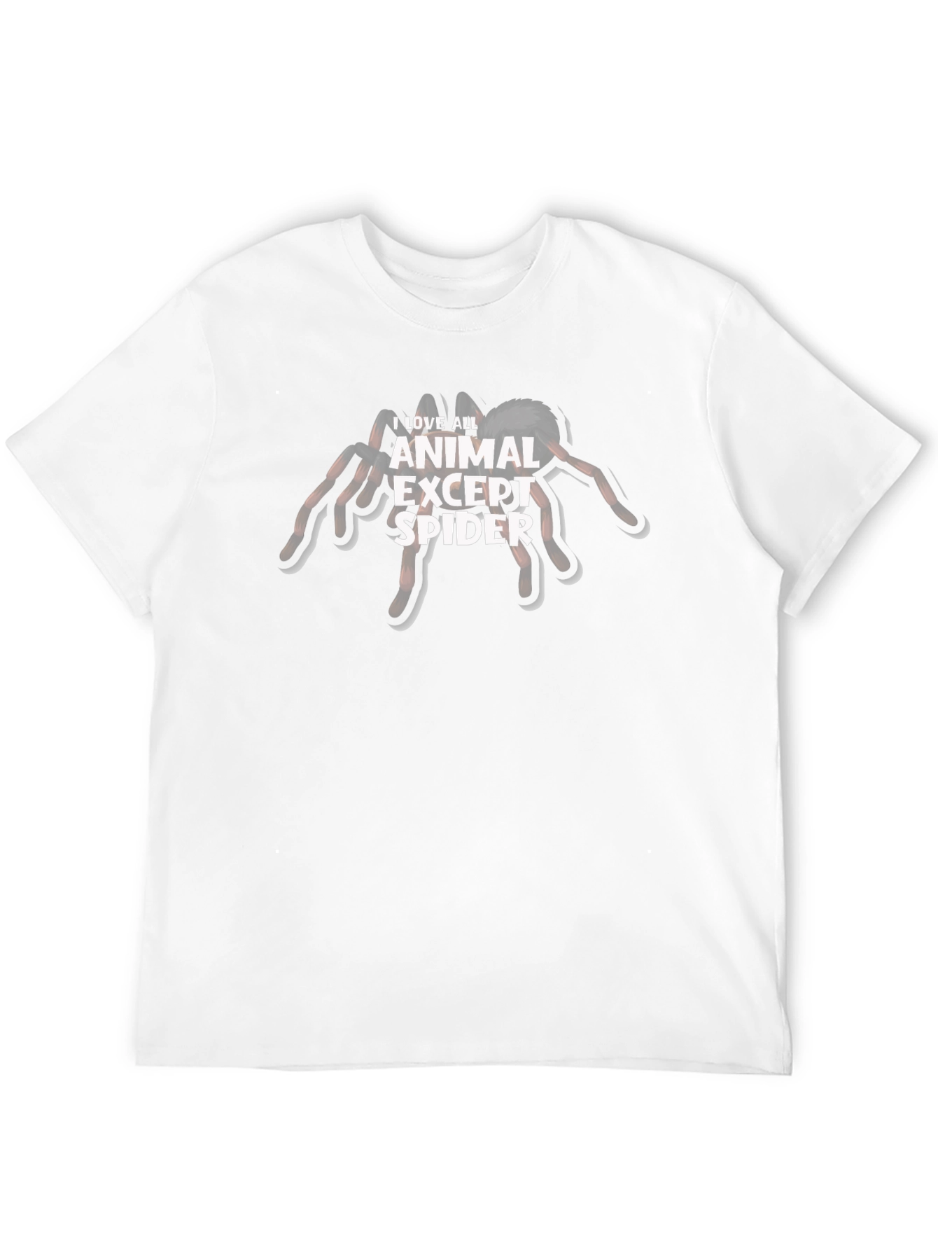 Black I Love All Animals Except Spider T-Shirt view 12