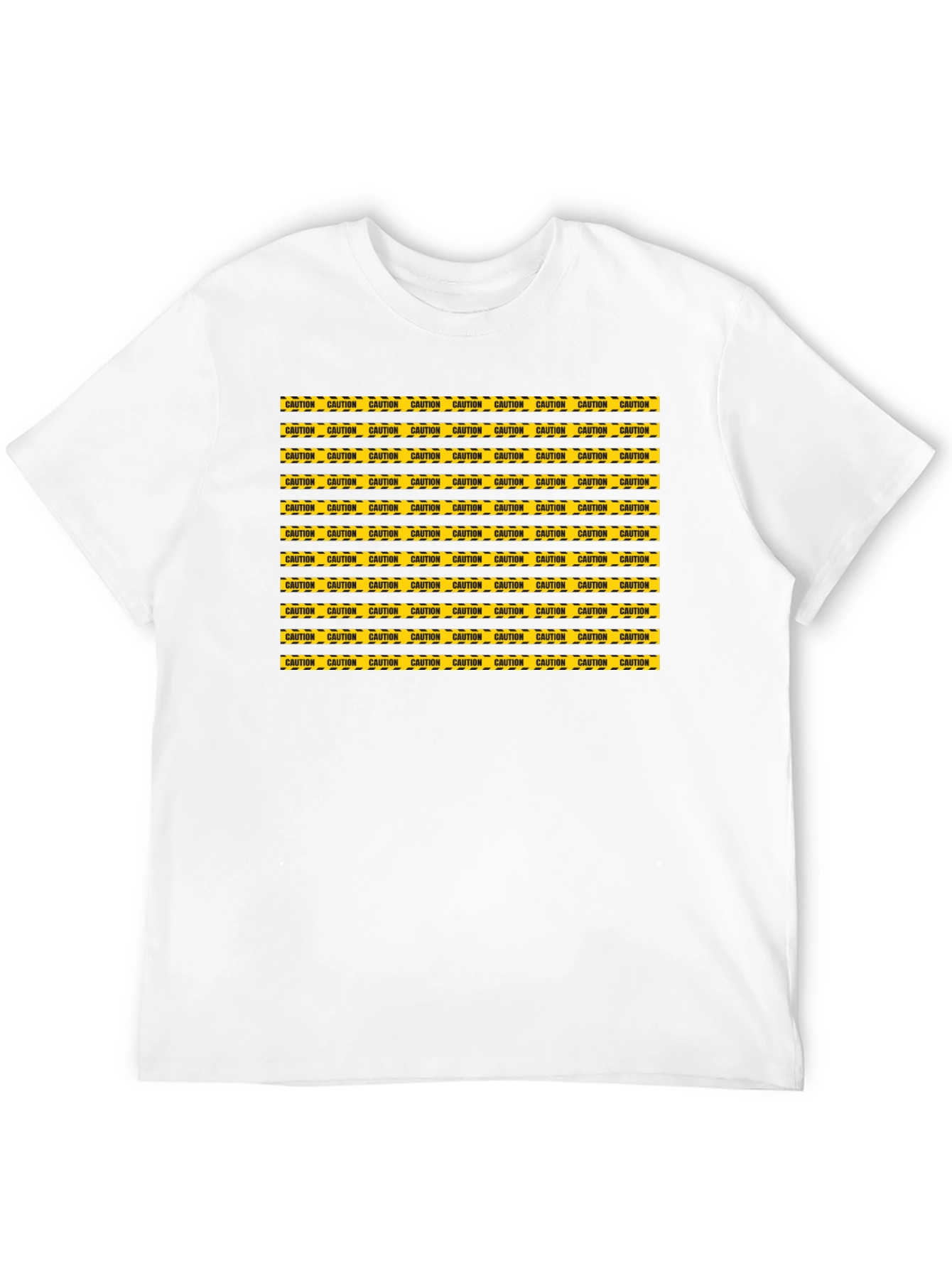 Black Caution Tape Pattern Graphic Tee - Black view 12
