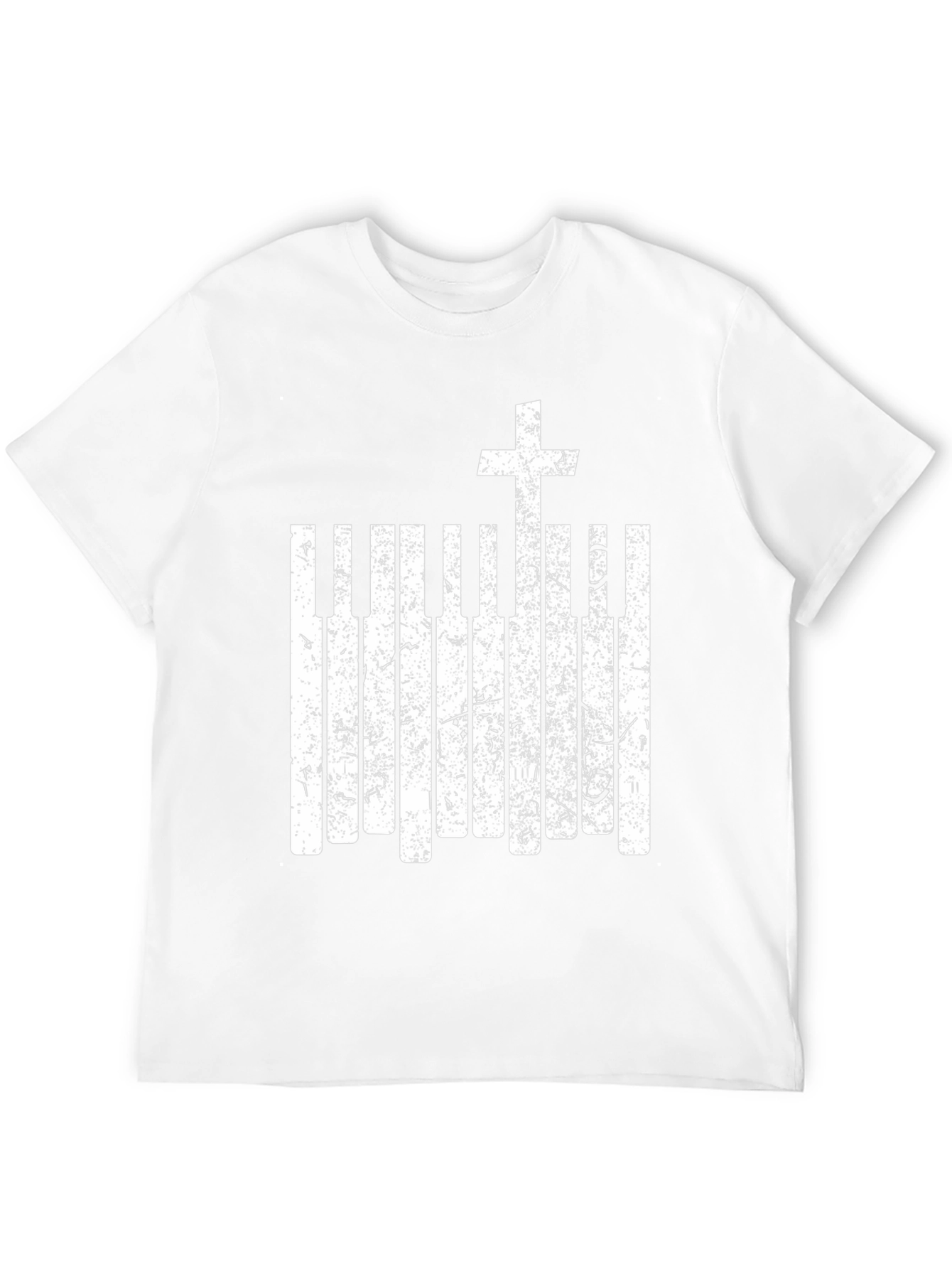 Black Piano Keys Cross Graphic Black T-Shirt view 12