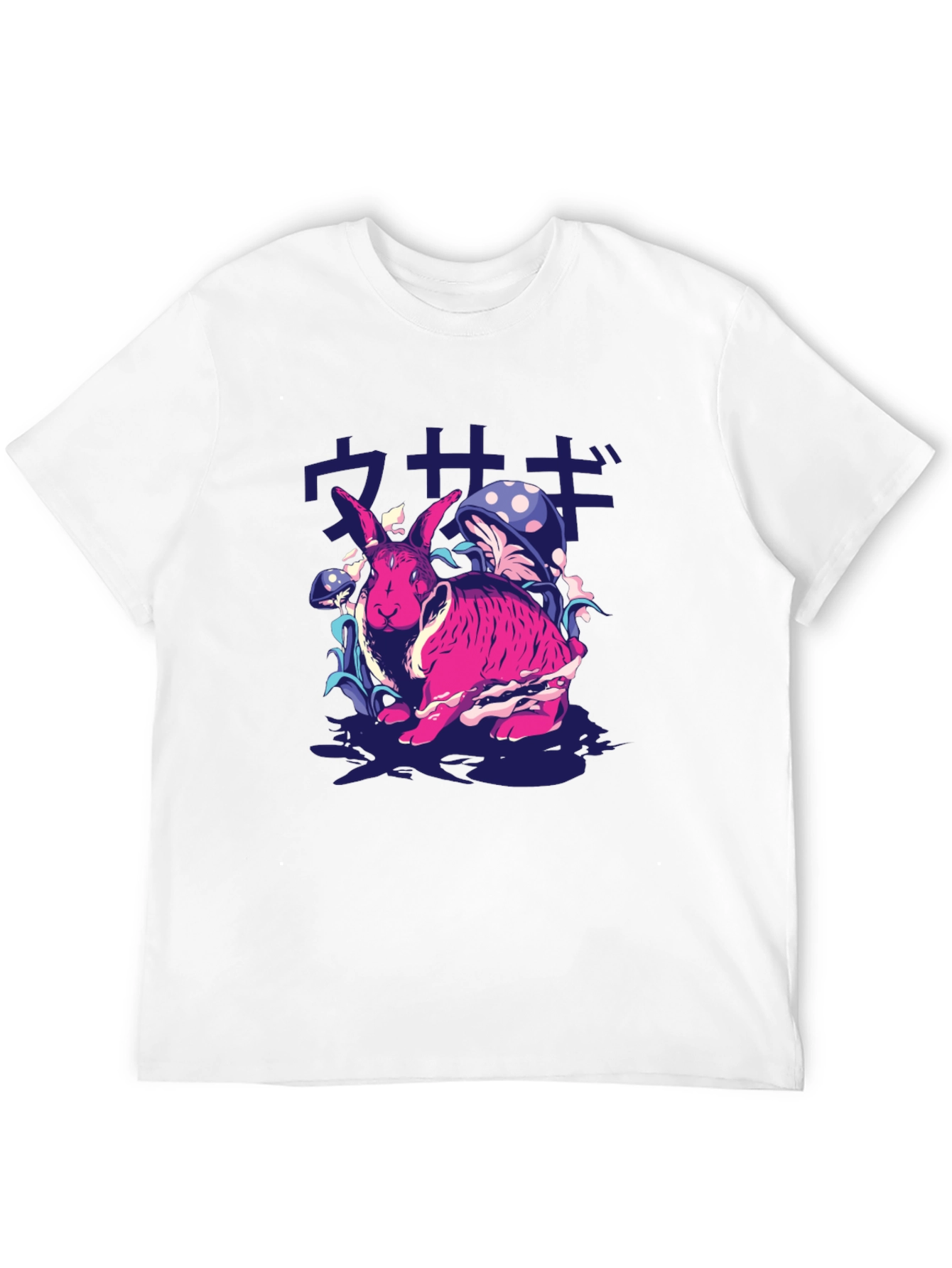 Black Rabbit & Mushroom Graphic T-Shirt - Unique Design view 12