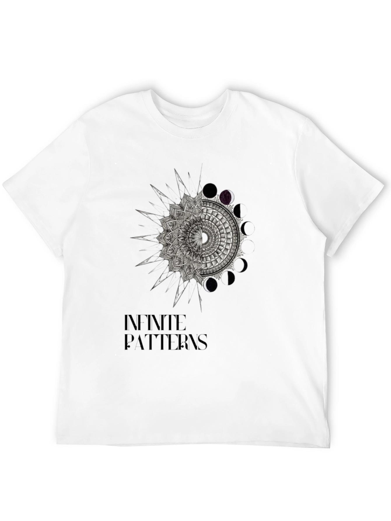 Black Infinite Patterns Graphic T-Shirt - Black Cotton Tee view 12