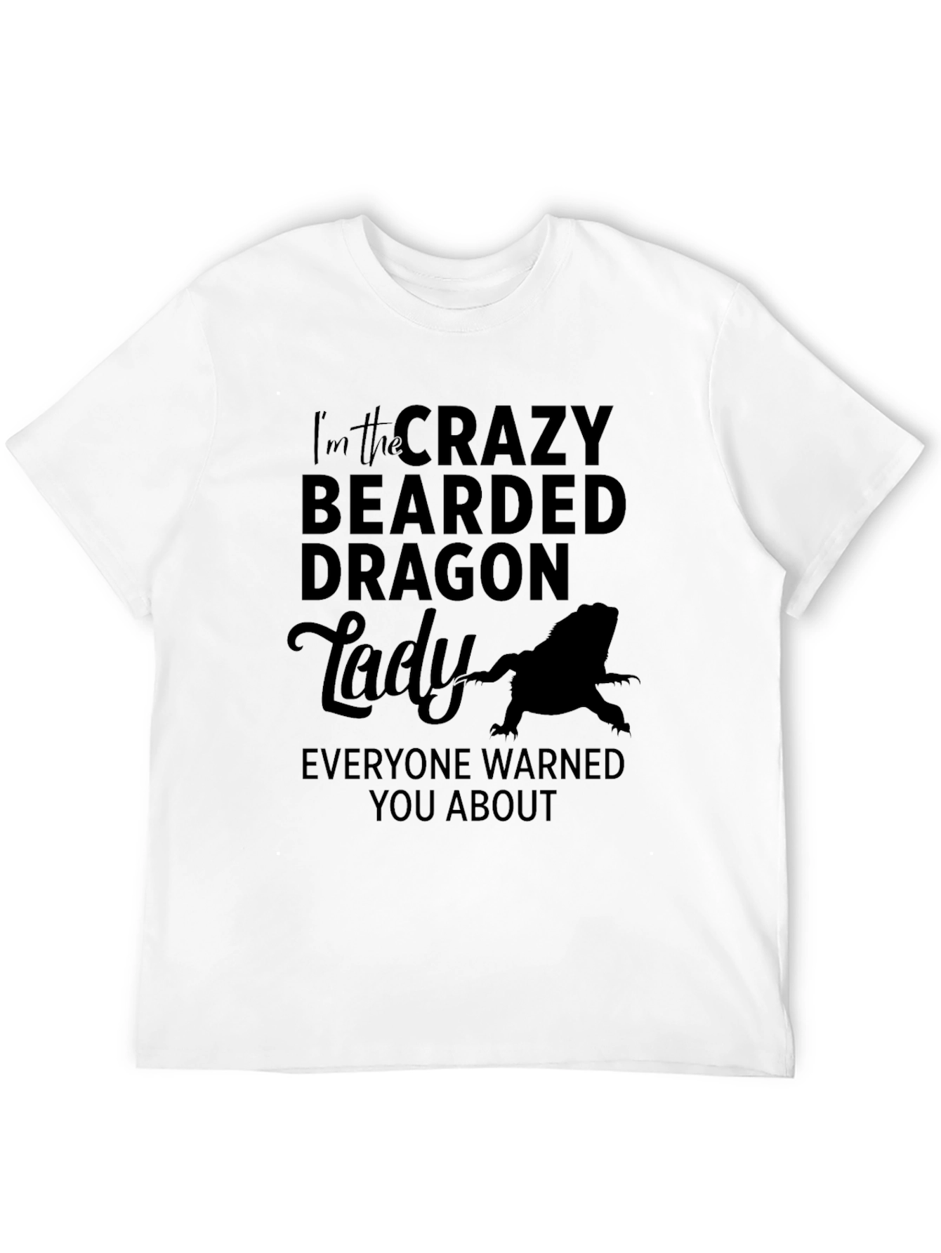 Black Crazy Bearded Dragon Lady Graphic T-Shirt view 12