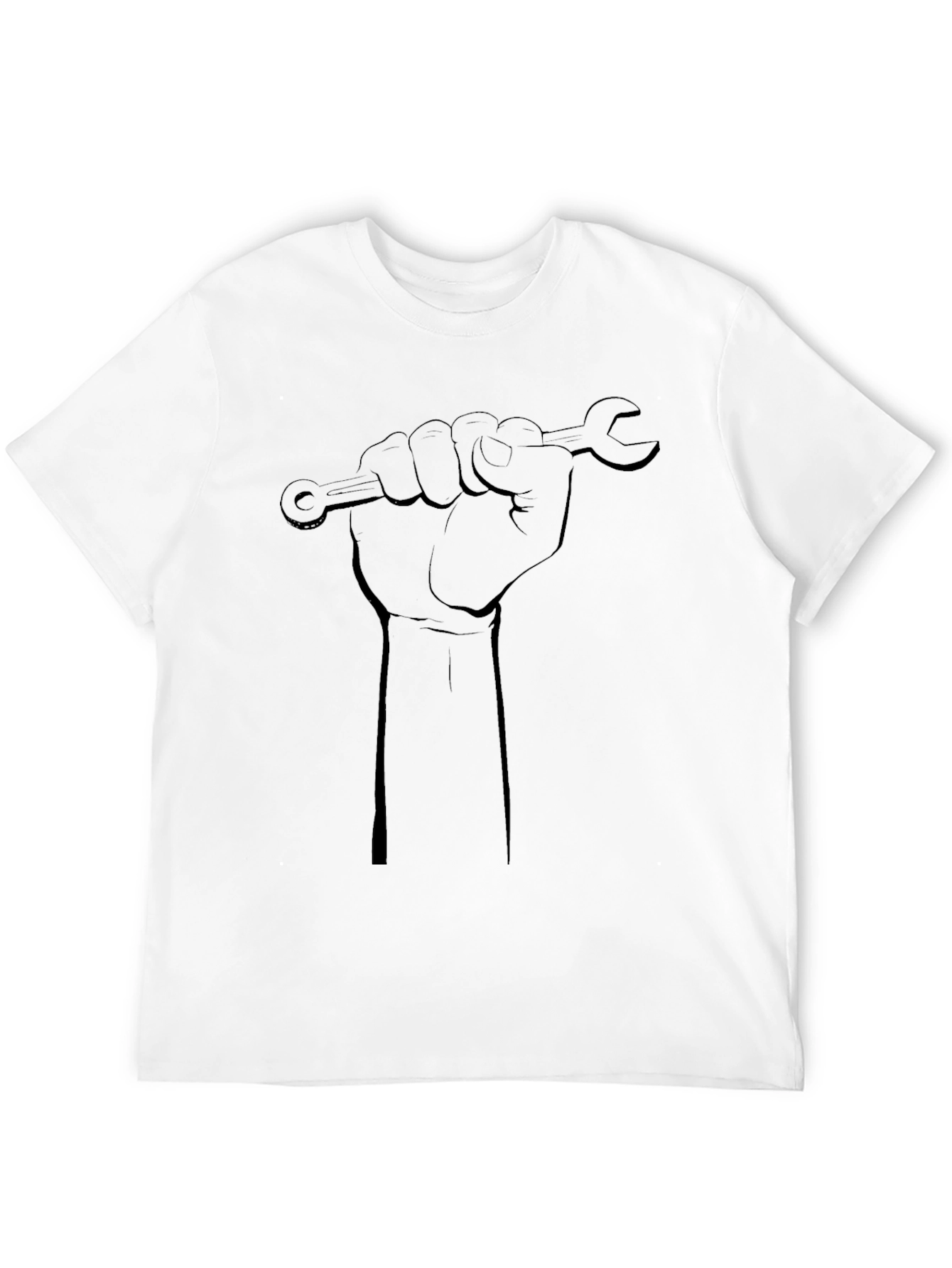 Black Black T-Shirt - Hand Holding Wrench Design view 12