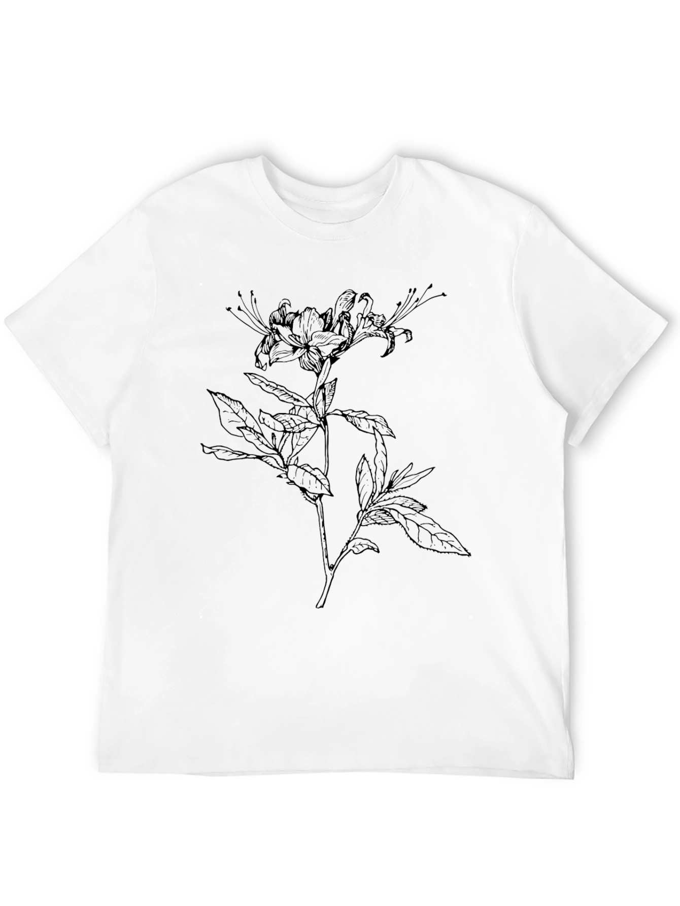 Black Botanical Line Art Tee - Stylish Floral T-Shirt view 12