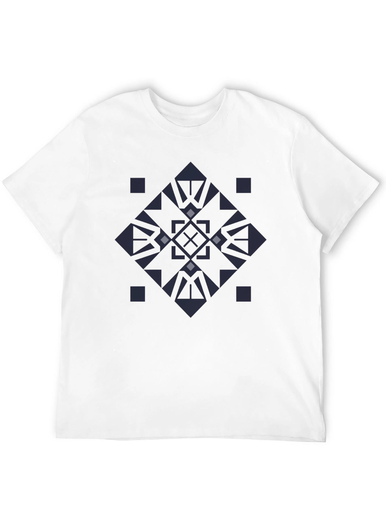 Black Geometric Pattern Black T-Shirt view 12