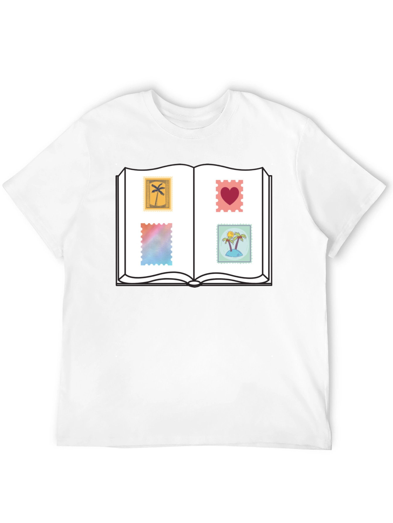 Black Novelty Stamp Book T-Shirt view 12