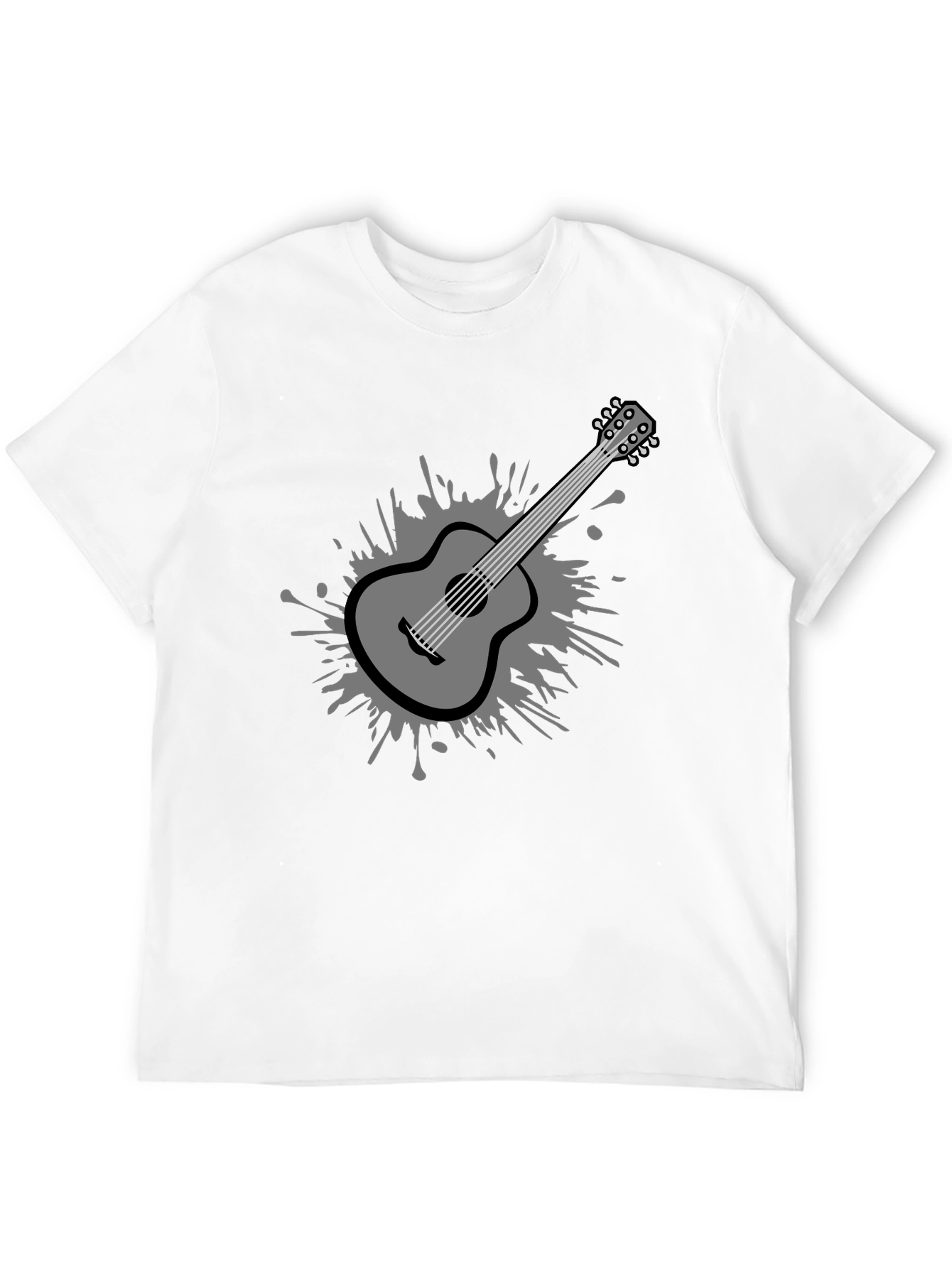 Black Stylish Guitar Graphic Tee - Black Cotton Blend view 12