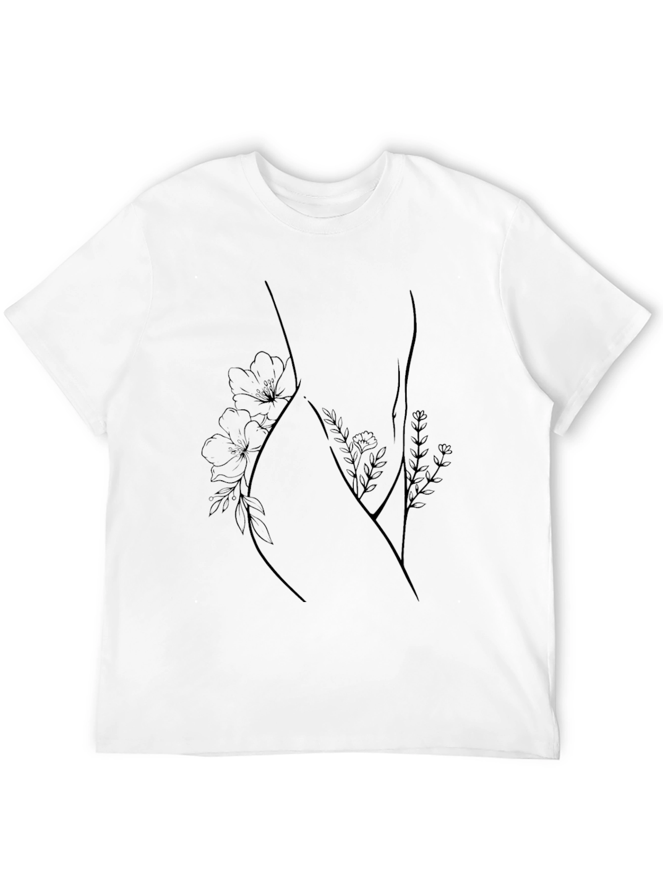 Black Floral Silhouette Graphic Tee - Black view 12