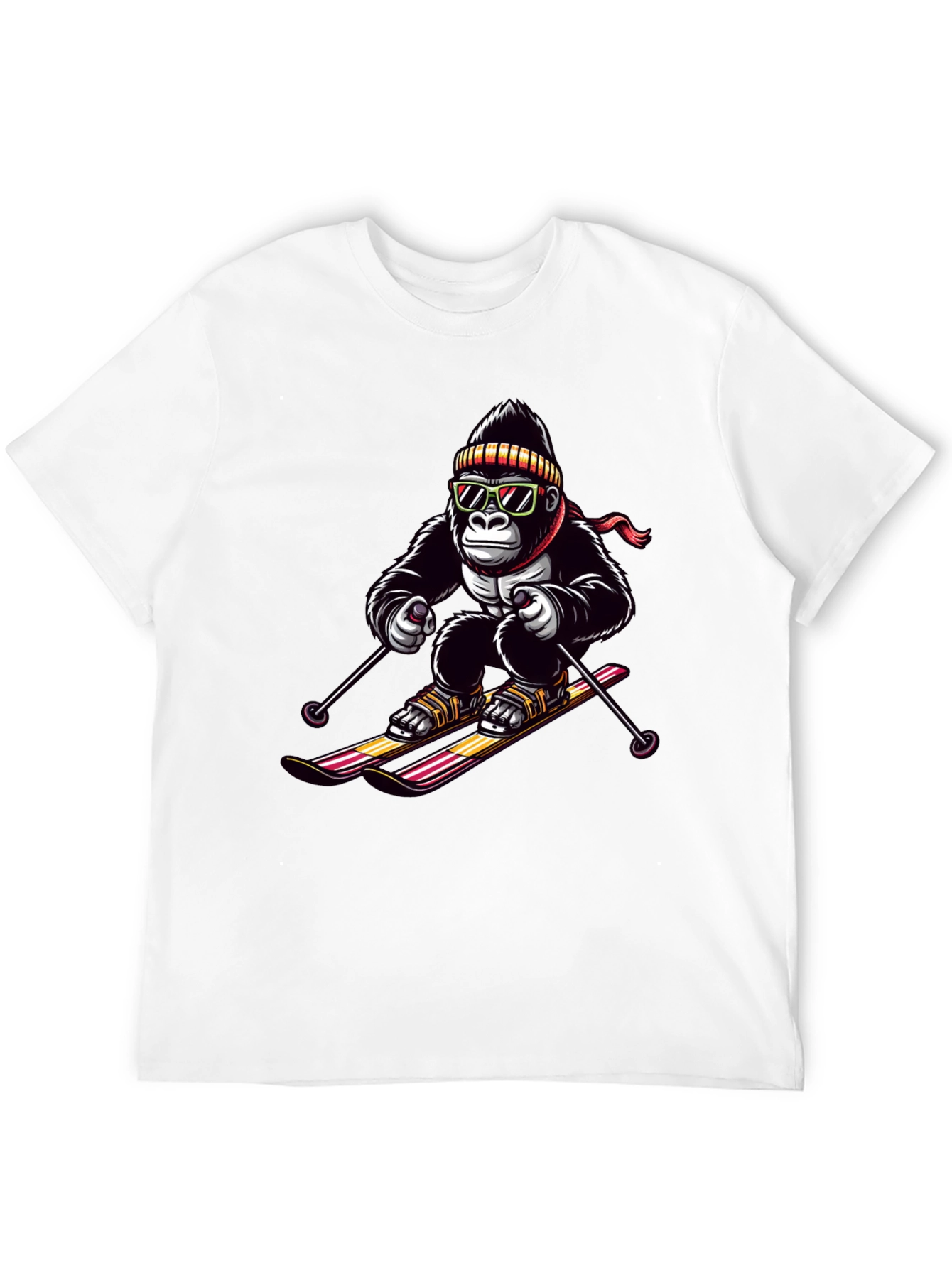 Black Gorilla Skiing Graphic Tee - Cool Novelty Design view 12