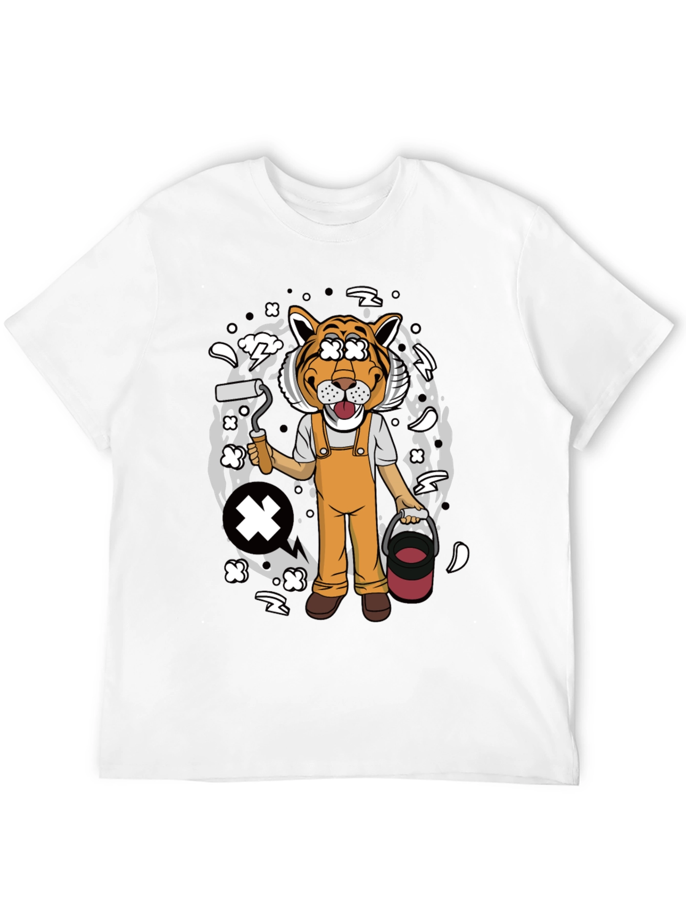 Black Tiger Painter Graphic Tee - Black Cotton Blend Shirt view 12