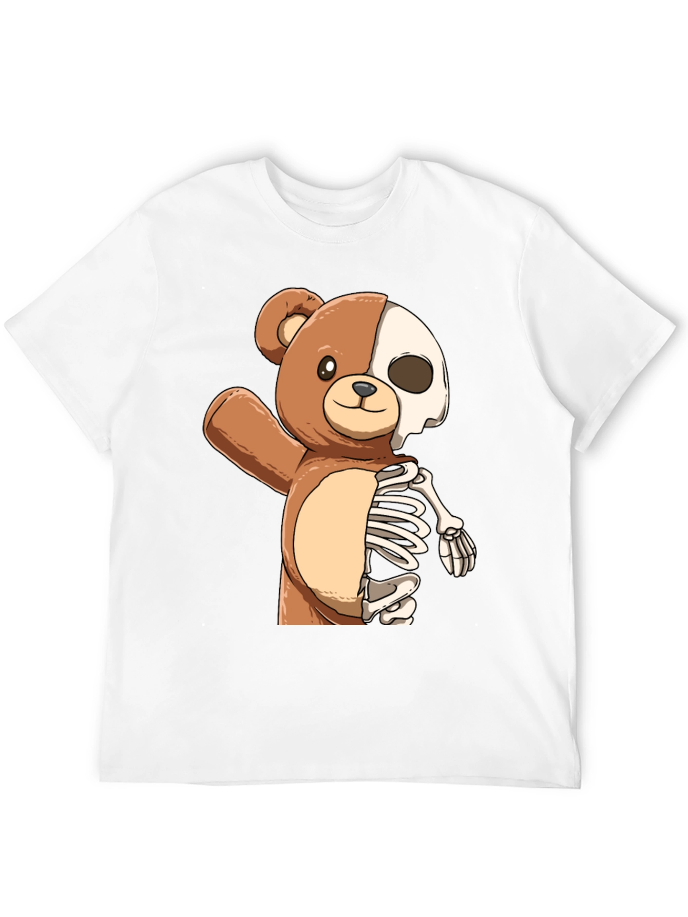 Black Teddy Bear Half Skeleton Graphic T-Shirt view 12