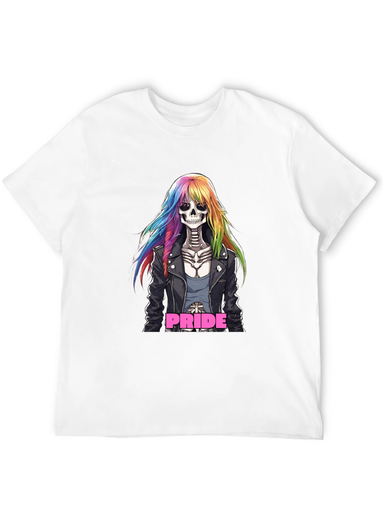 Black Pride Skeleton T-Shirt Rainbow Hair view 12