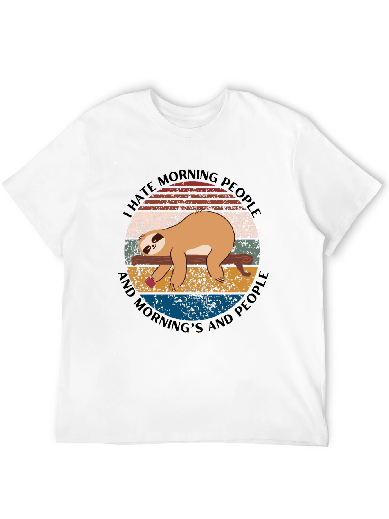 Black I Hate Morning People Sloth Graphic Tee view 12