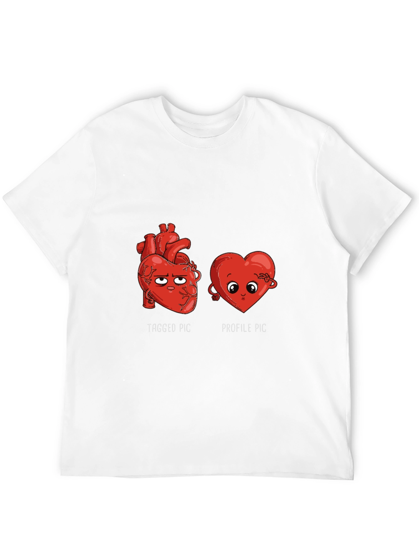 Black Funny Heart T-Shirt - Tagged vs. Profile Pic view 12