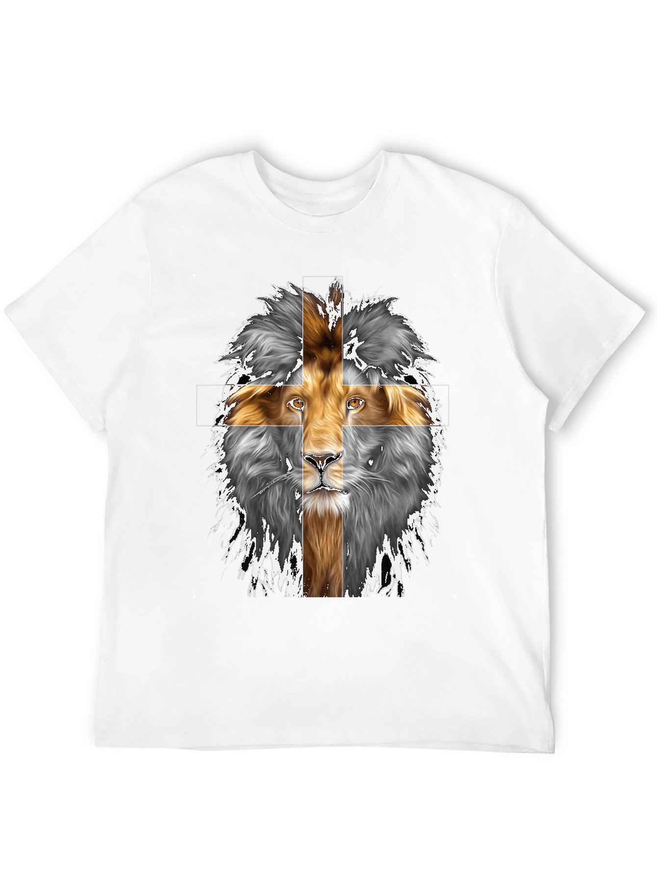 Black Lion Cross Graphic Black T-Shirt view 12