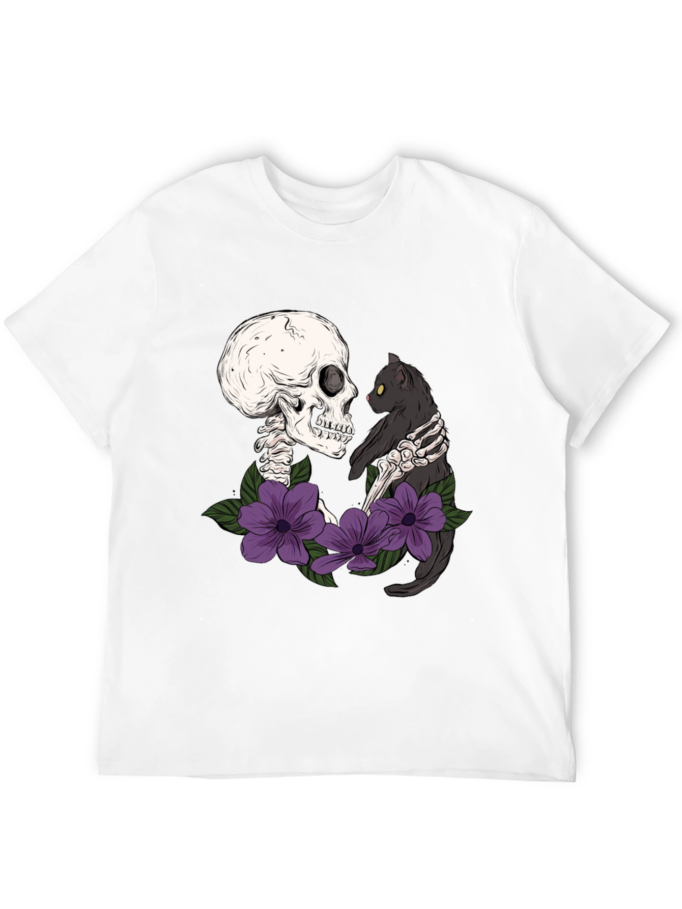 Black Skeleton Cat Lover T-Shirt - Dark Humor Tee view 12