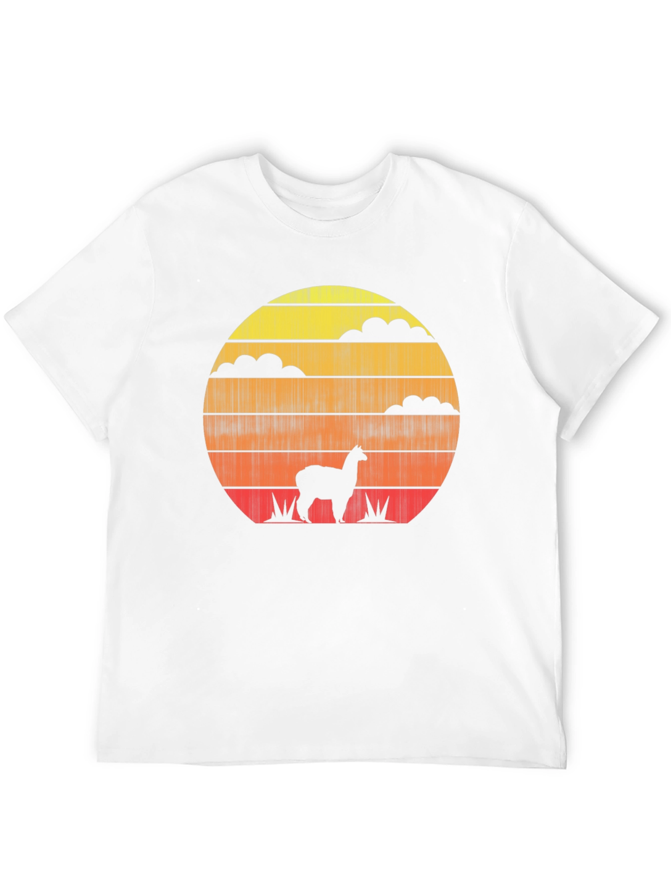 Black Retro Sunset Alpaca T-Shirt - Stylish Graphic Tee view 12
