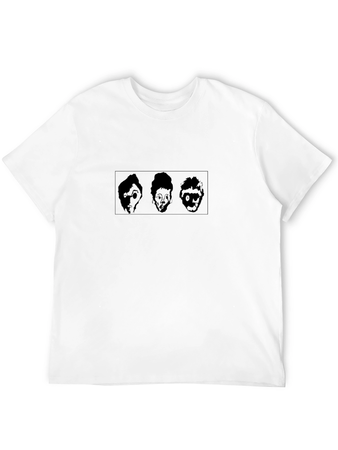 Black Abstract Face Graphic Tee - Black Cotton Blend view 12