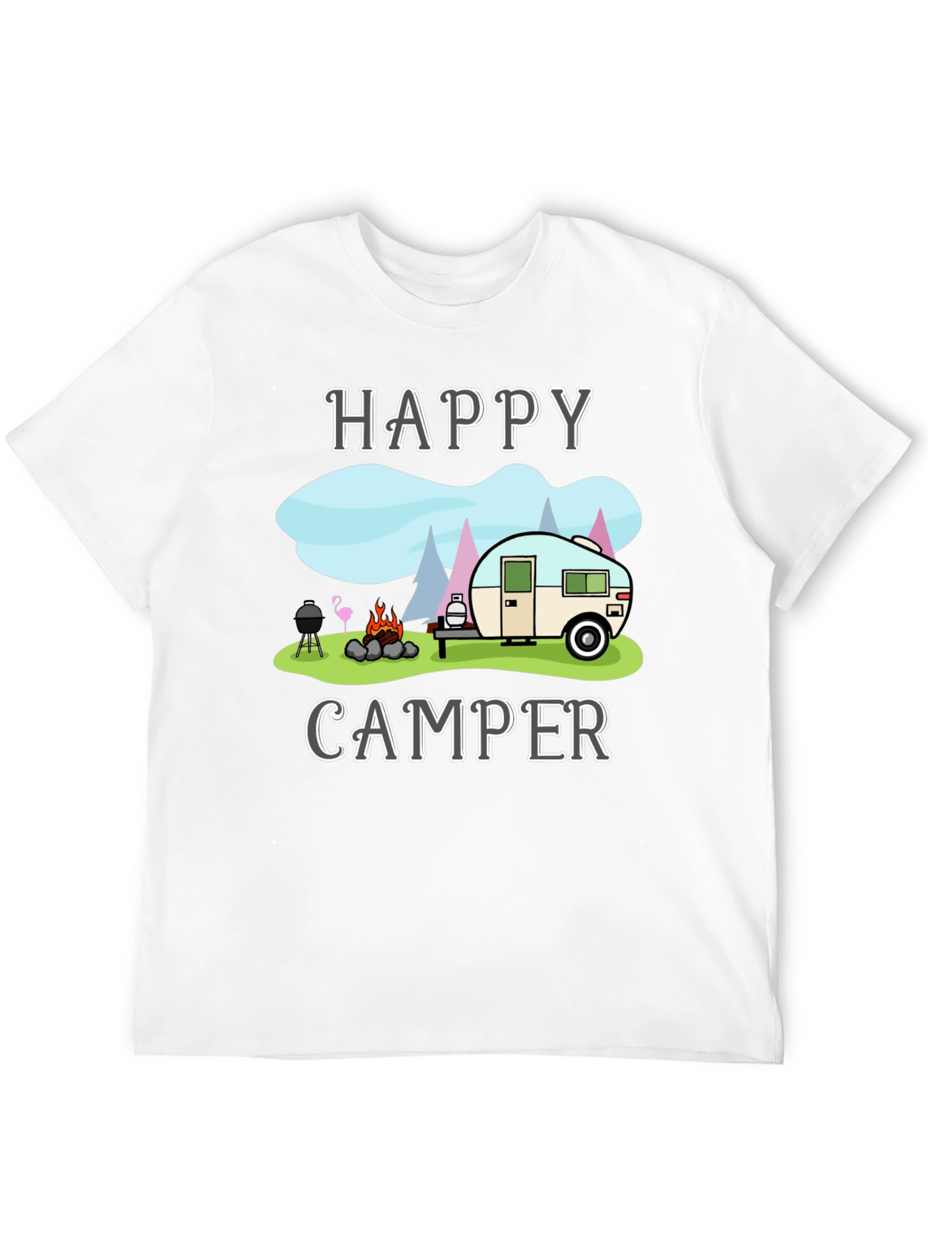 Happy Camper Graphic T-Shirt Camping Design - 12