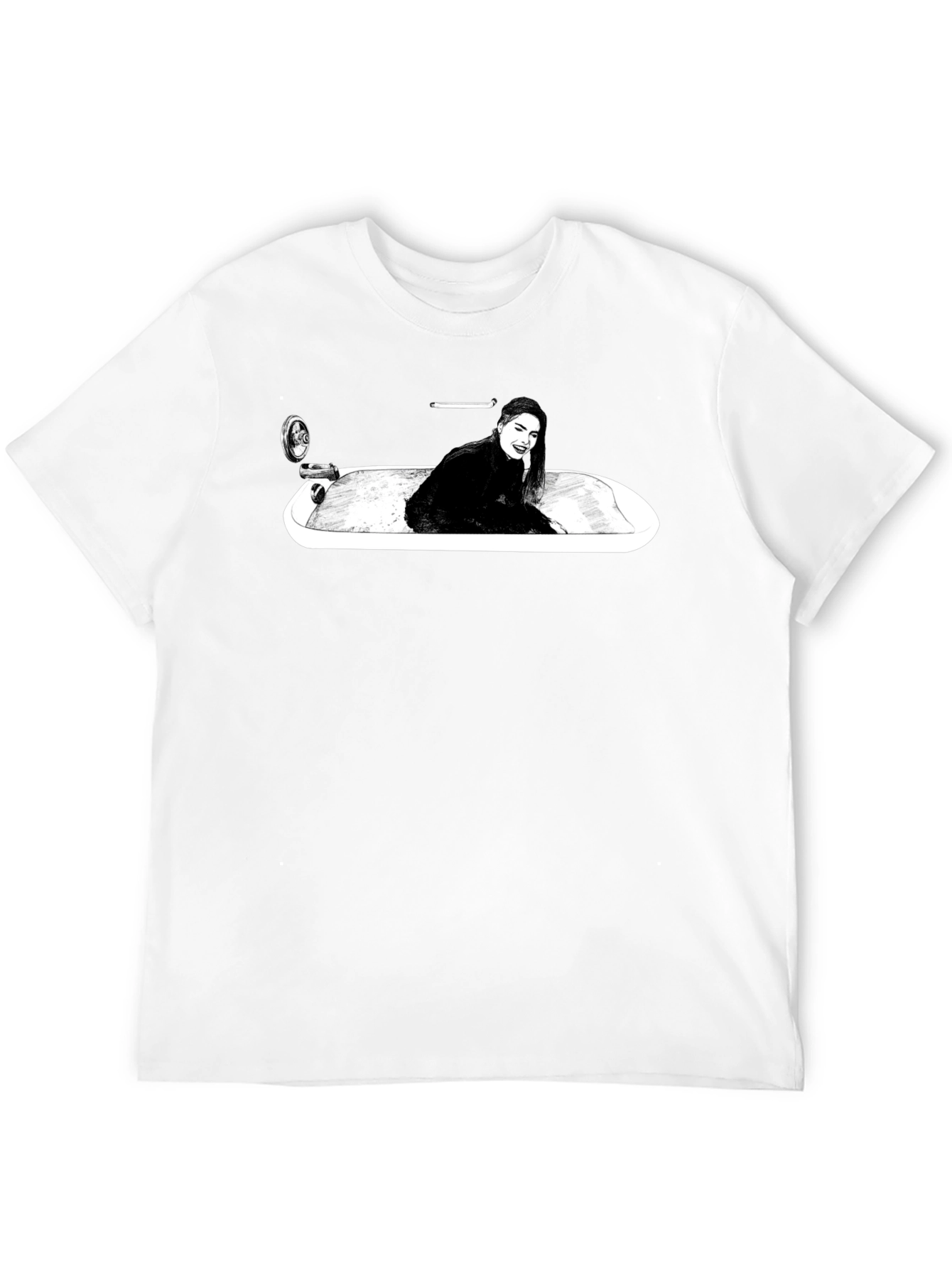 Black Woman in Tub Graphic T-Shirt - Black view 12