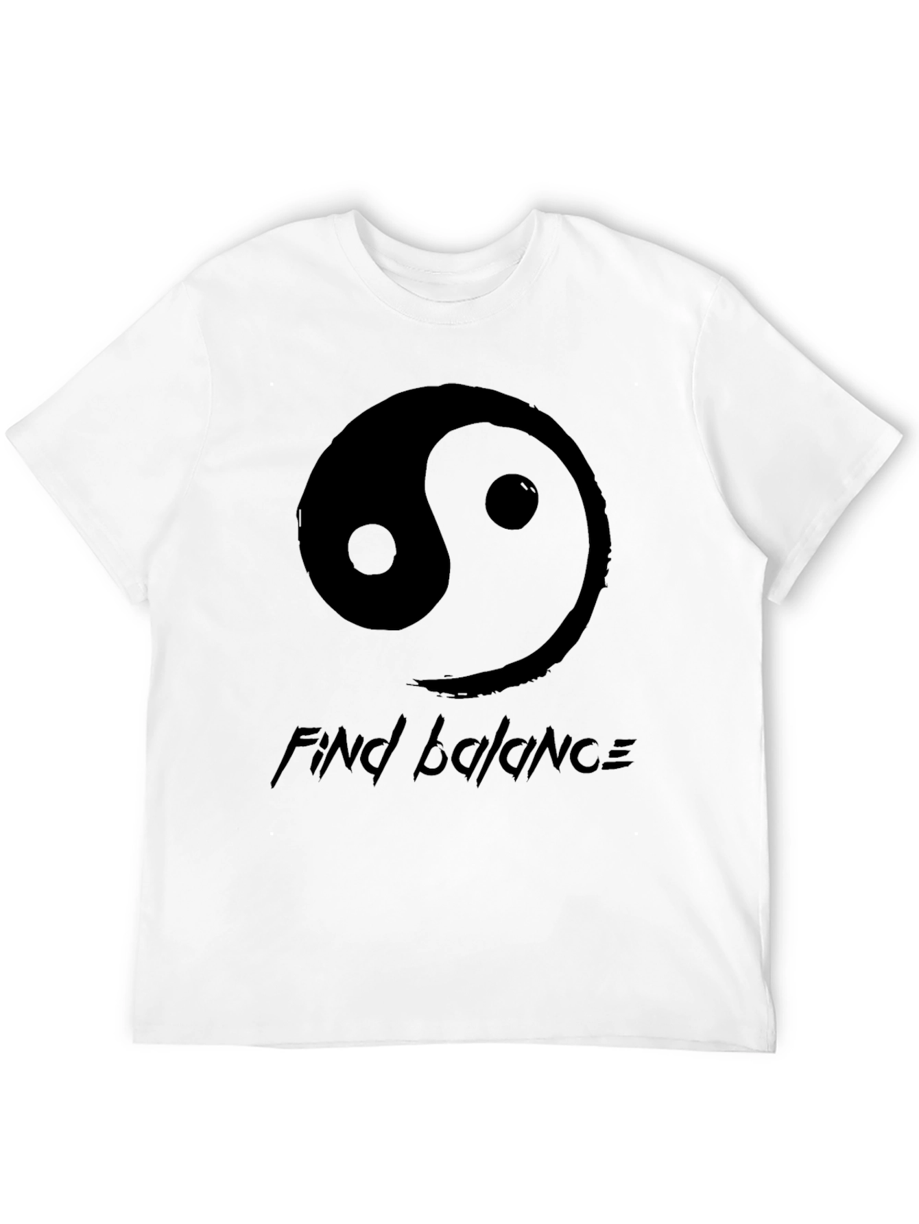 Black Yin Yang Find Balance Graphic Tee view 12