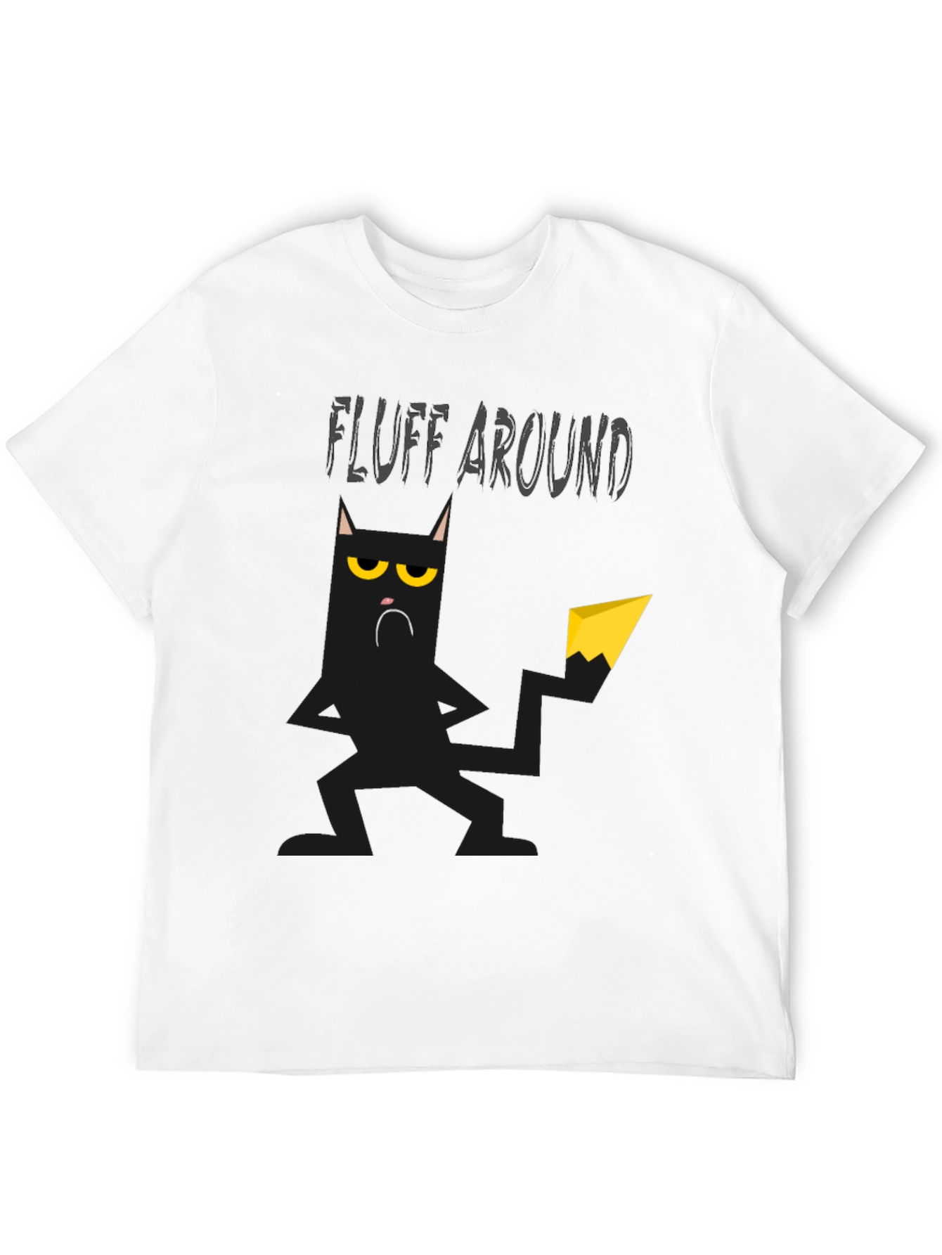 Black Fluff Around Black Cat Graphic T-Shirt view 12