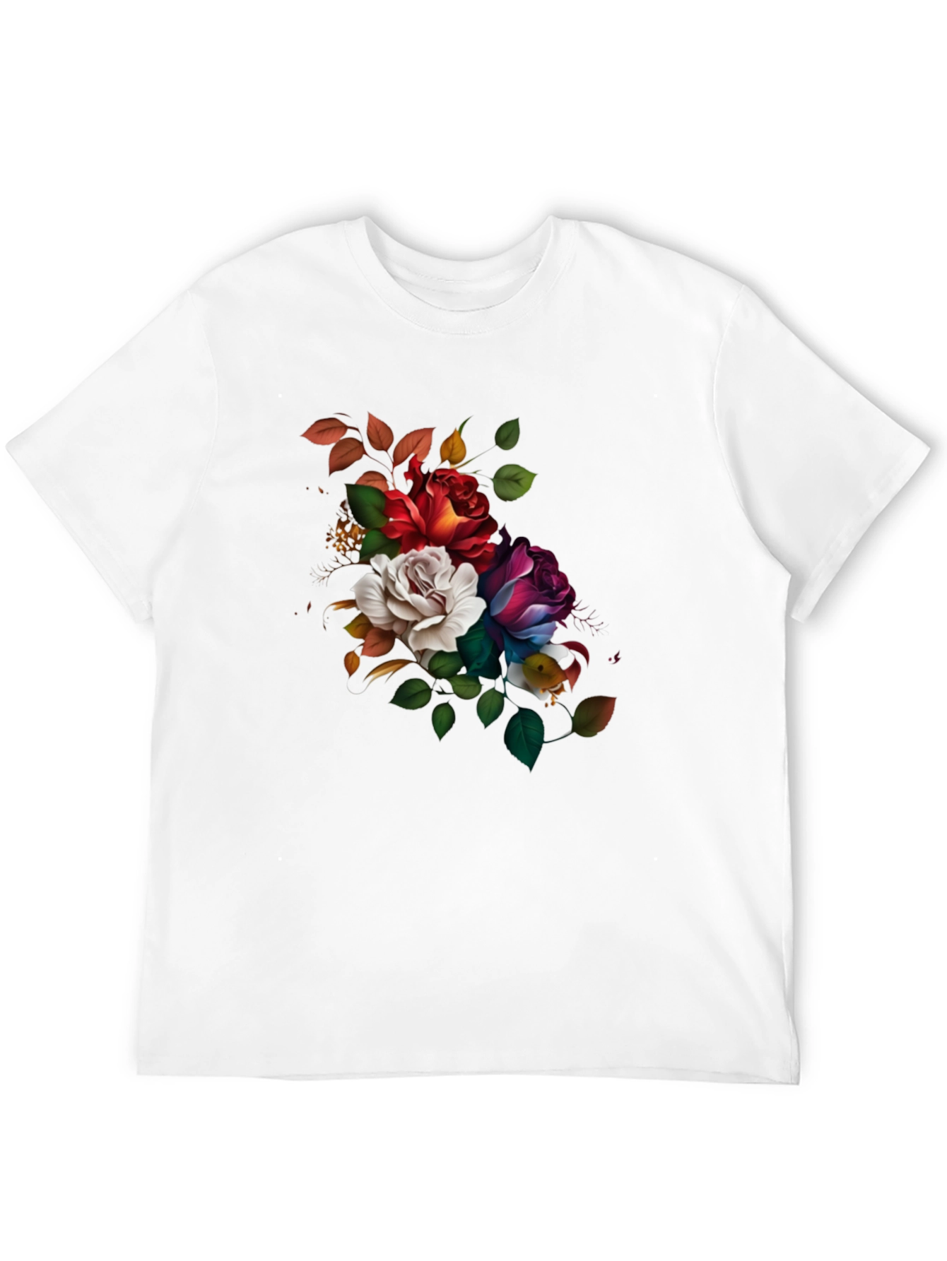 Black Floral Roses Graphic Black T-Shirt view 12