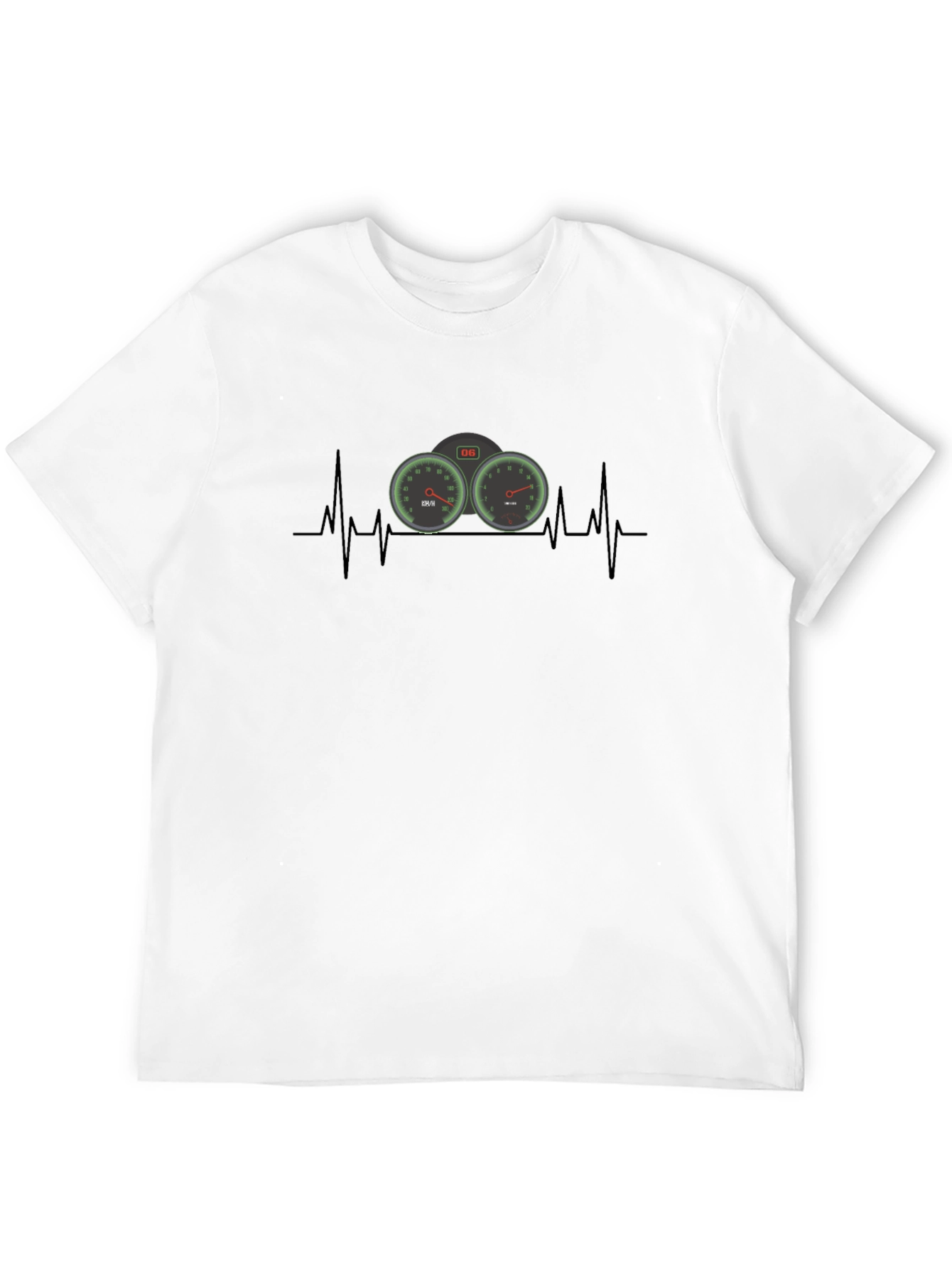 Black Heartbeat Speedometer Black T-Shirt - Automotive Enthusiast view 12