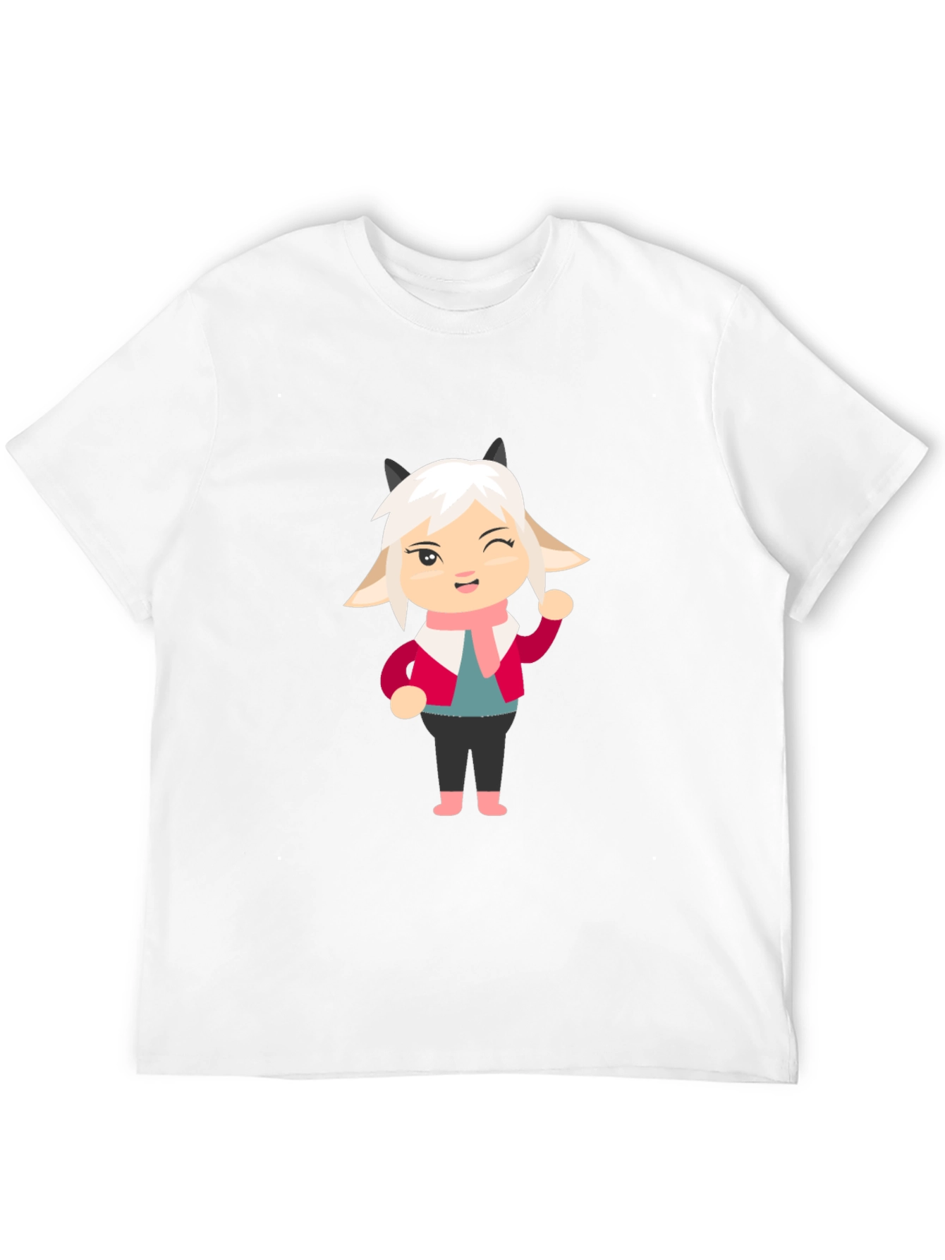 Black Cartoon Goat Tee: Fun Black T-Shirt view 12