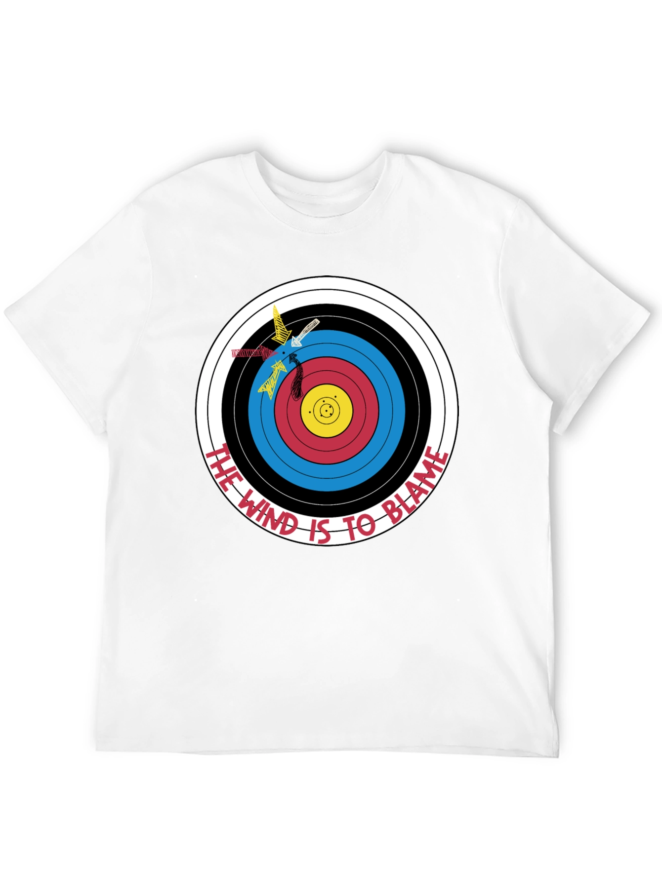 Black Archery Target Graphic T-Shirt - Funny Blame the Wind Tee view 12