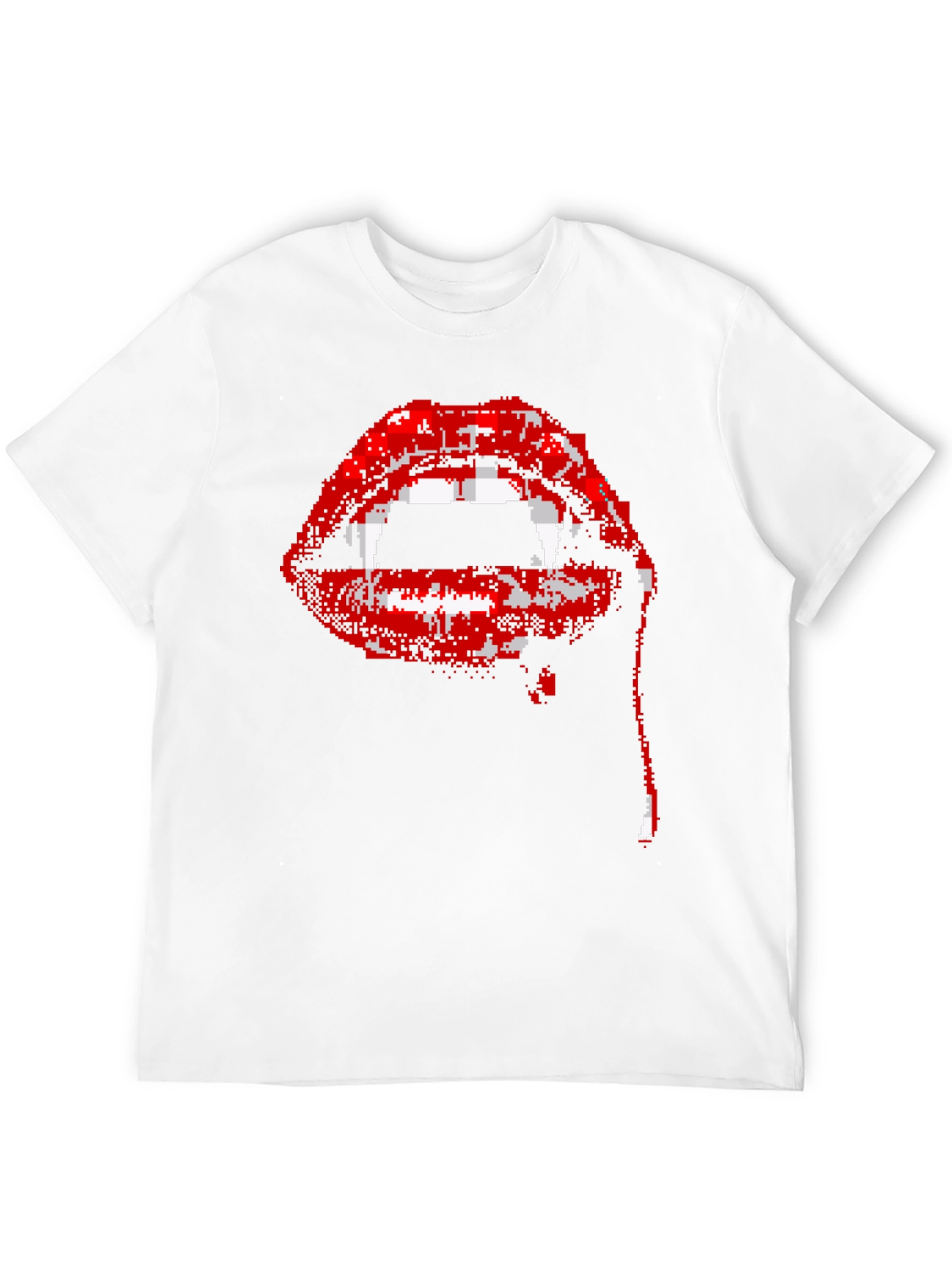 Black Pixel Vampire Lips Black T-Shirt view 12
