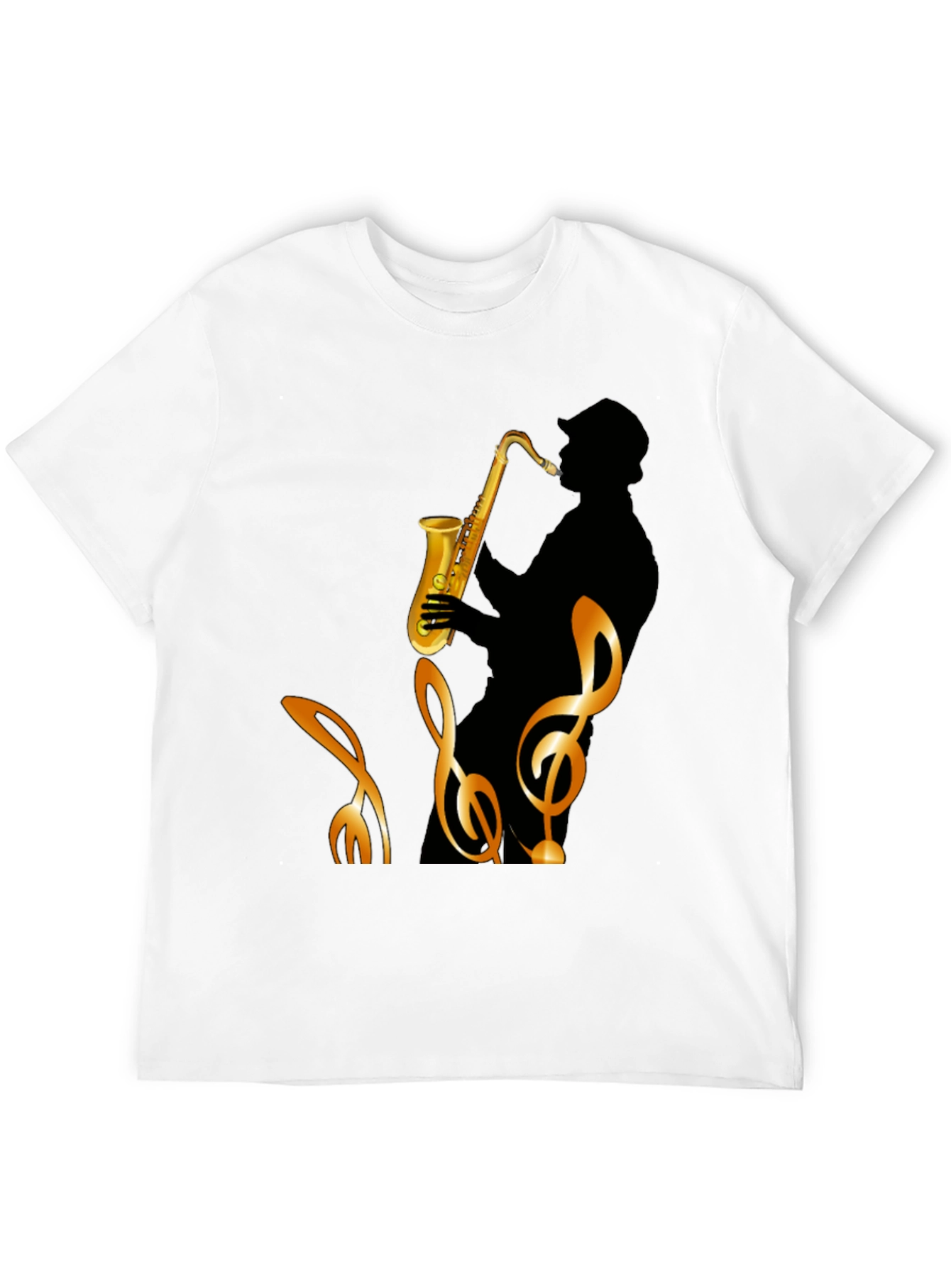 Black Cool Saxophone Graphic Black T-Shirt view 12