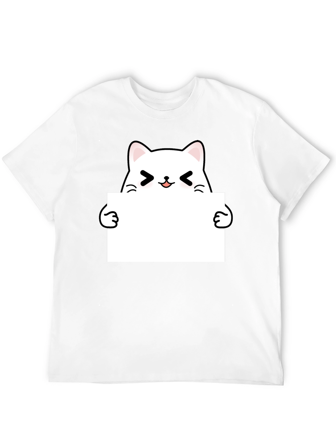 Black Cute Kawaii Cat Black T-Shirt view 12
