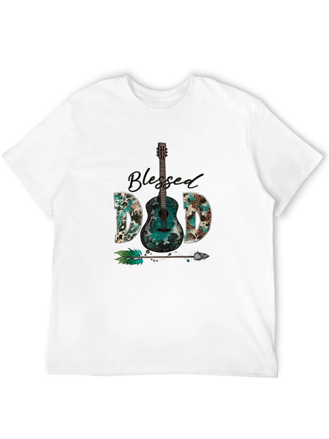Black Blessed Dad Guitar Graphic T-Shirt view 12