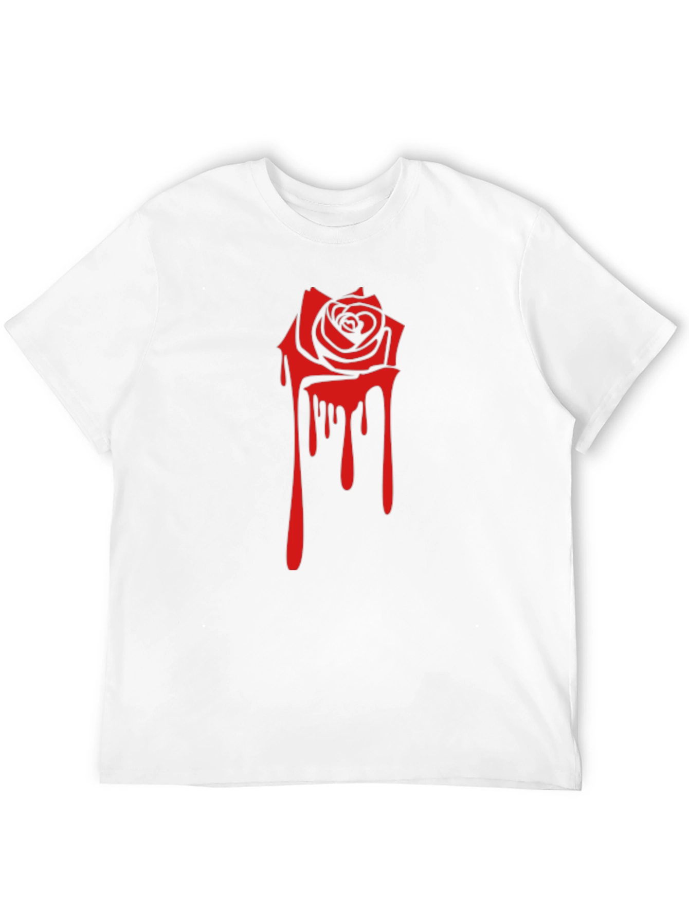 Black Black Tee with Red Dripping Rose Graphic view 12