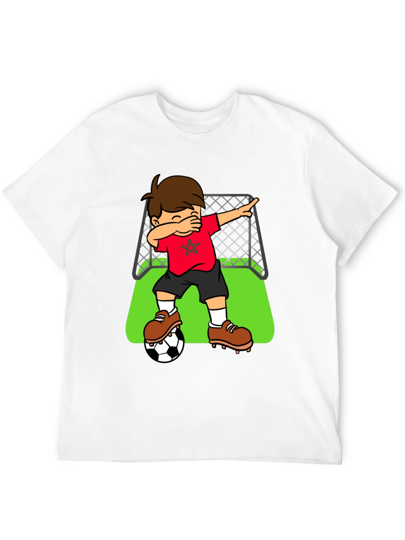 Black Morocco Soccer Dabbing Boy T-Shirt view 12