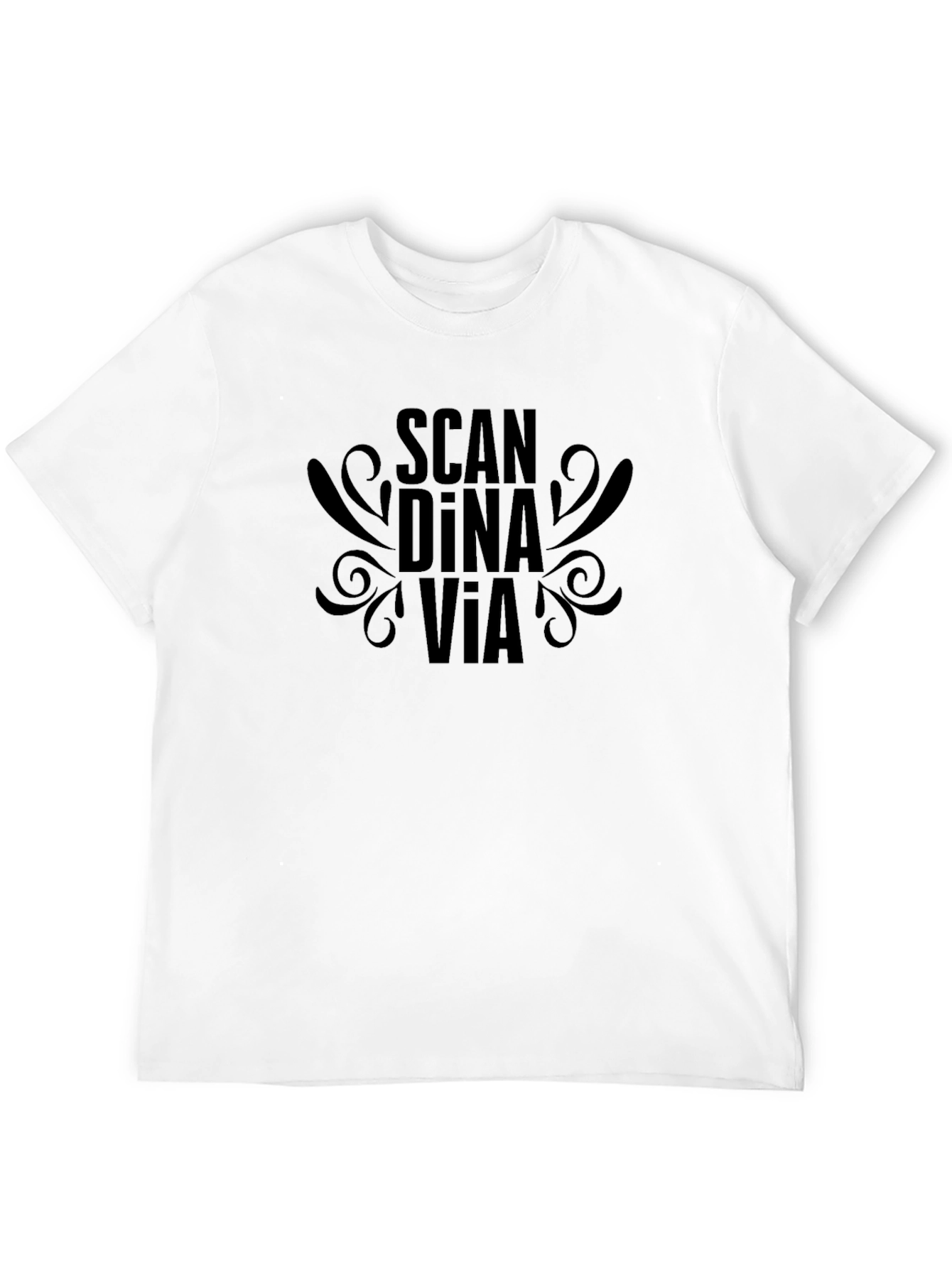 Black Scandinavia Graphic Print Black Crew Neck T-Shirt view 12