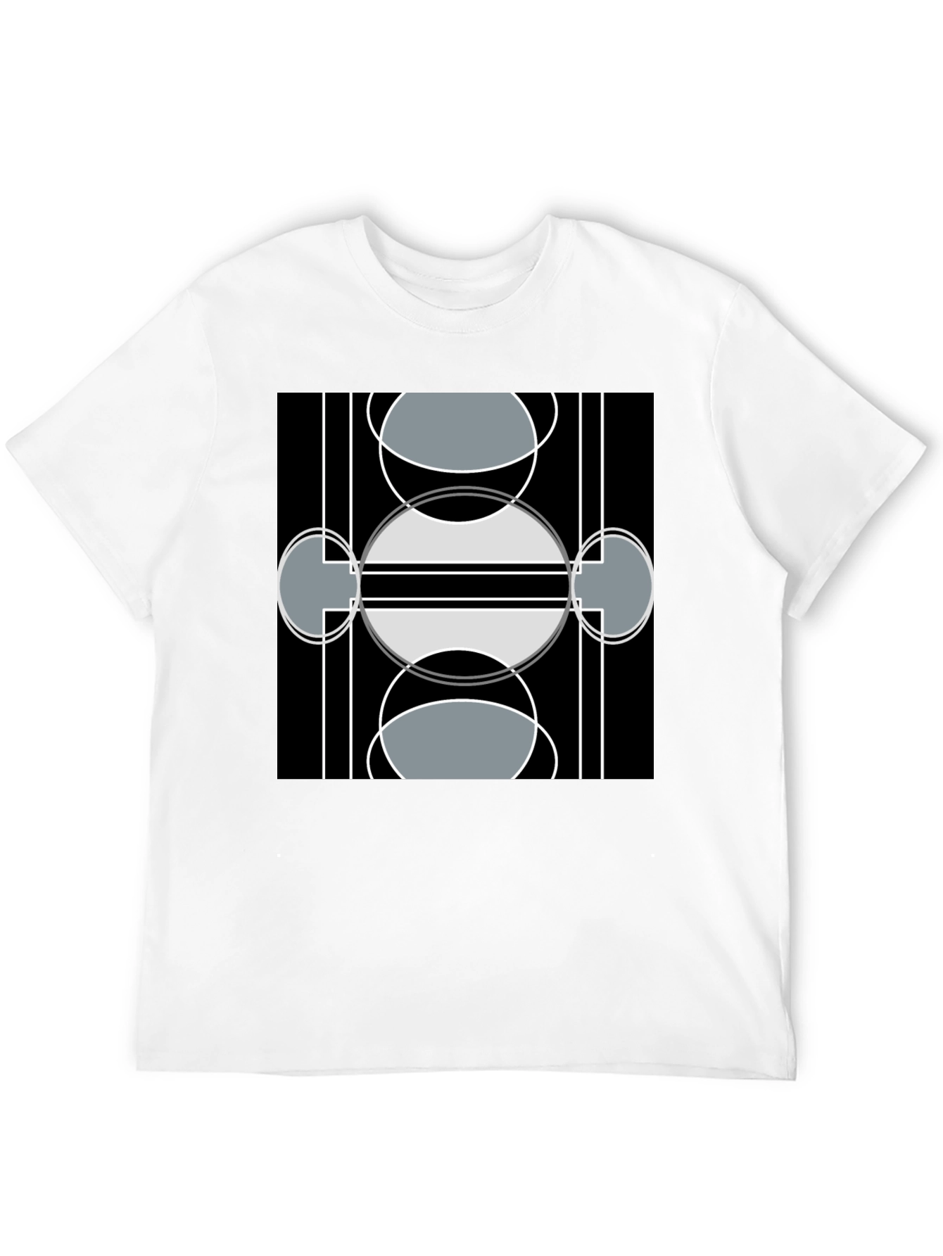 Black Modern Geometric Design Black T-Shirt view 12