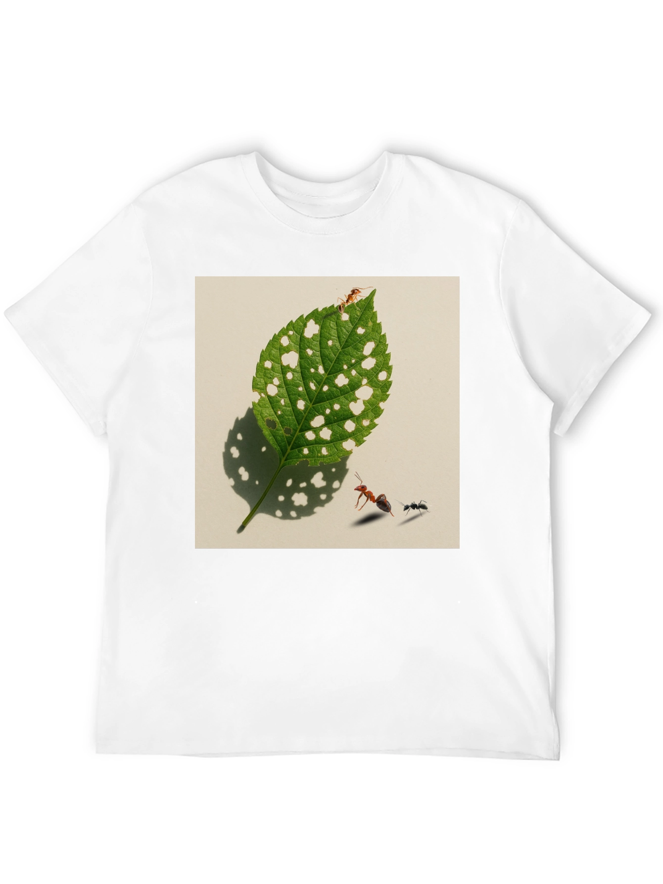 Black Ants & Leaf Graphic Tee - Unique Nature Shirt view 12