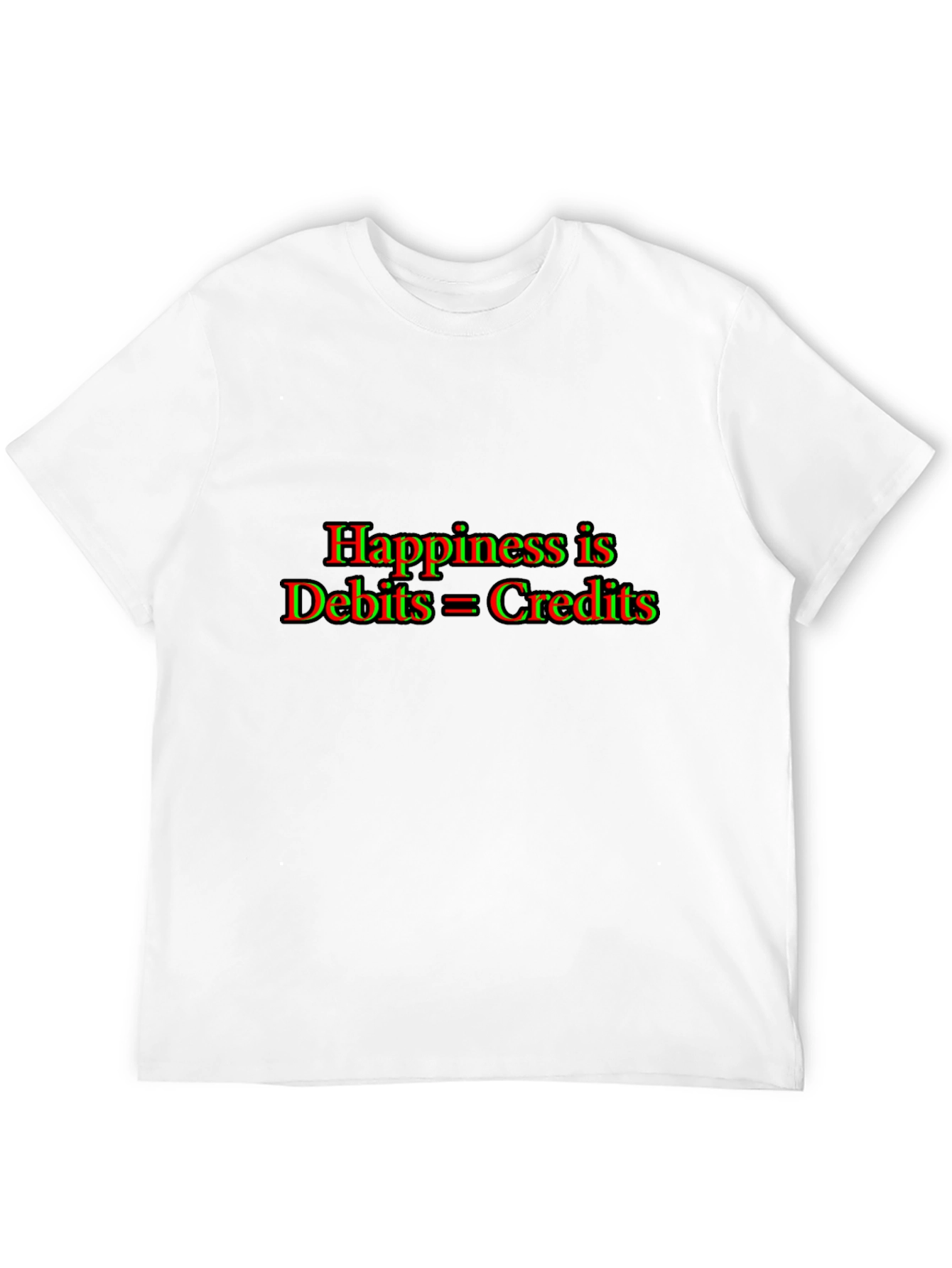 Black Accountant Humor T-Shirt: Happiness is Debits = Credits view 12