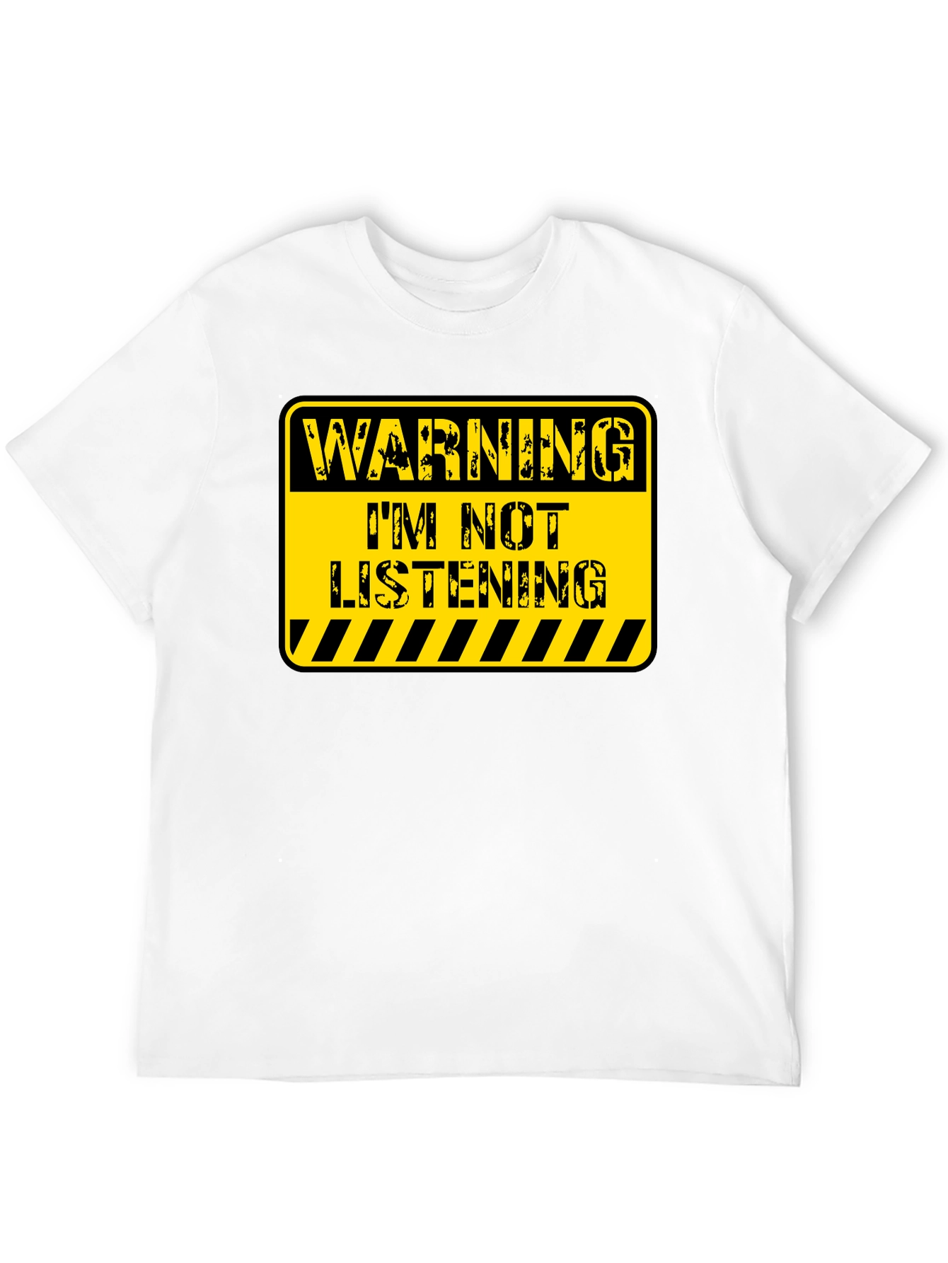 Black Warning: I'm Not Listening! Novelty T-Shirt view 12